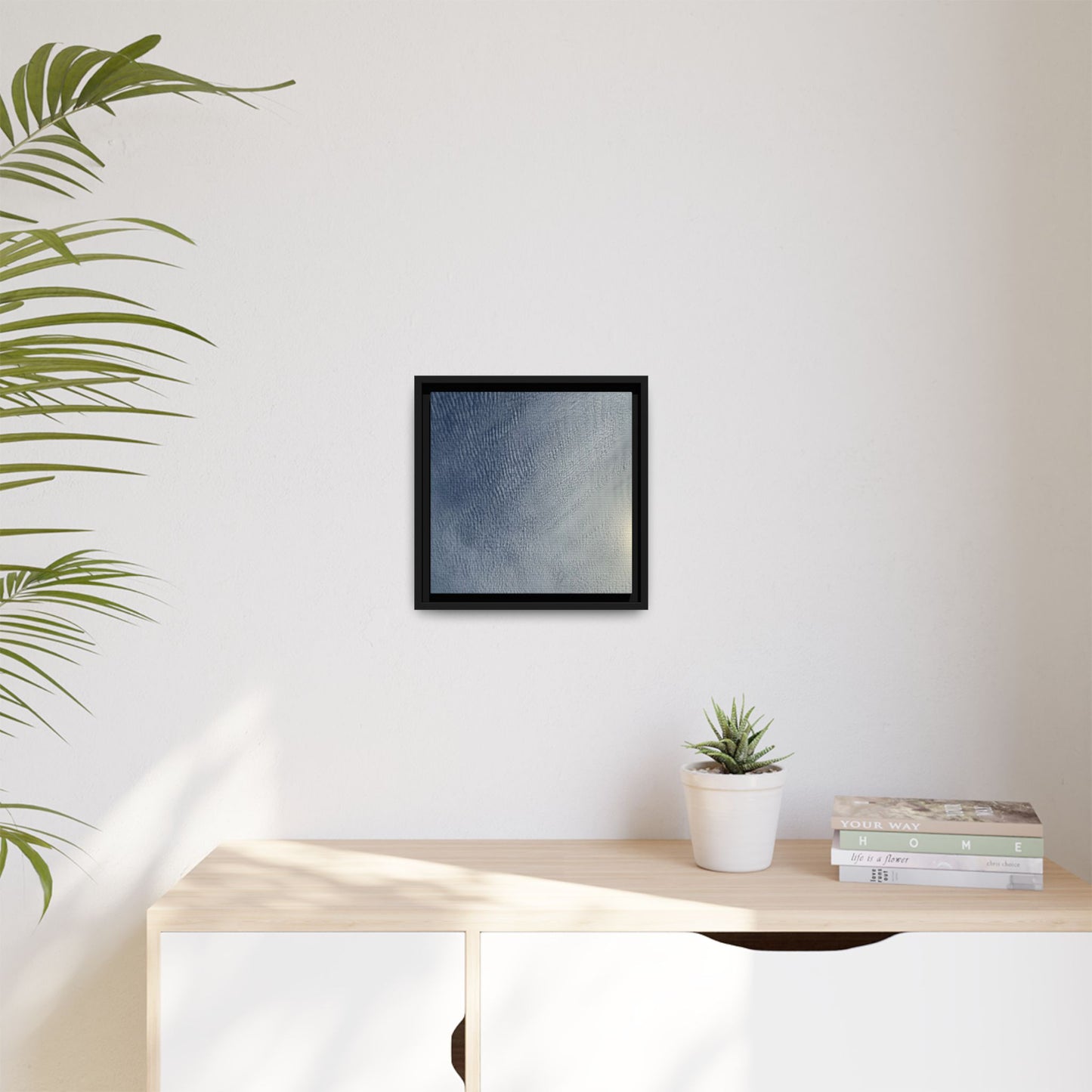 Undulating Whispers of Cerulean Stillness - Unique Stretched Canvas Wall Art