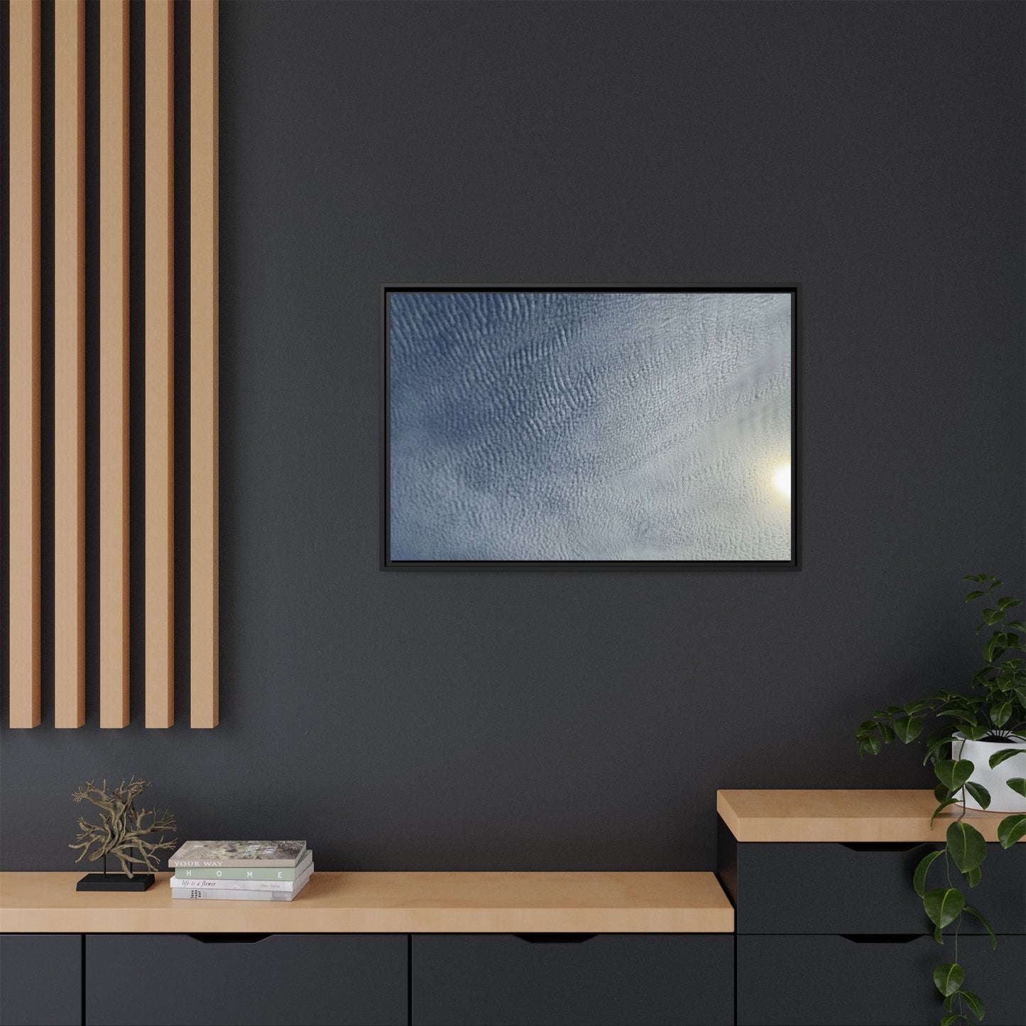 Undulating Whispers of Cerulean Stillness - Unique Stretched Canvas Wall Art