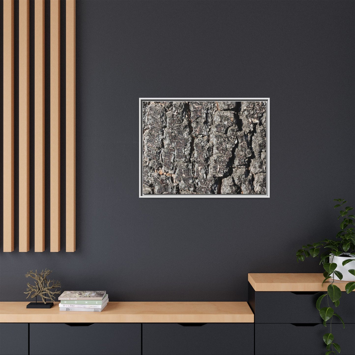 Bark Study in Gray - Unique Stretched Canvas Wall Art