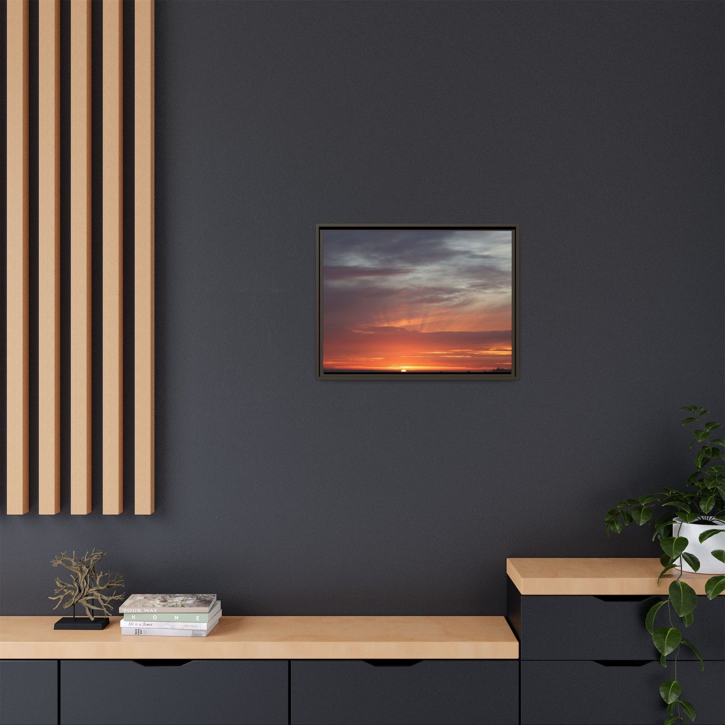 Fiery Horizon - Unique Stretched Canvas Wall Art