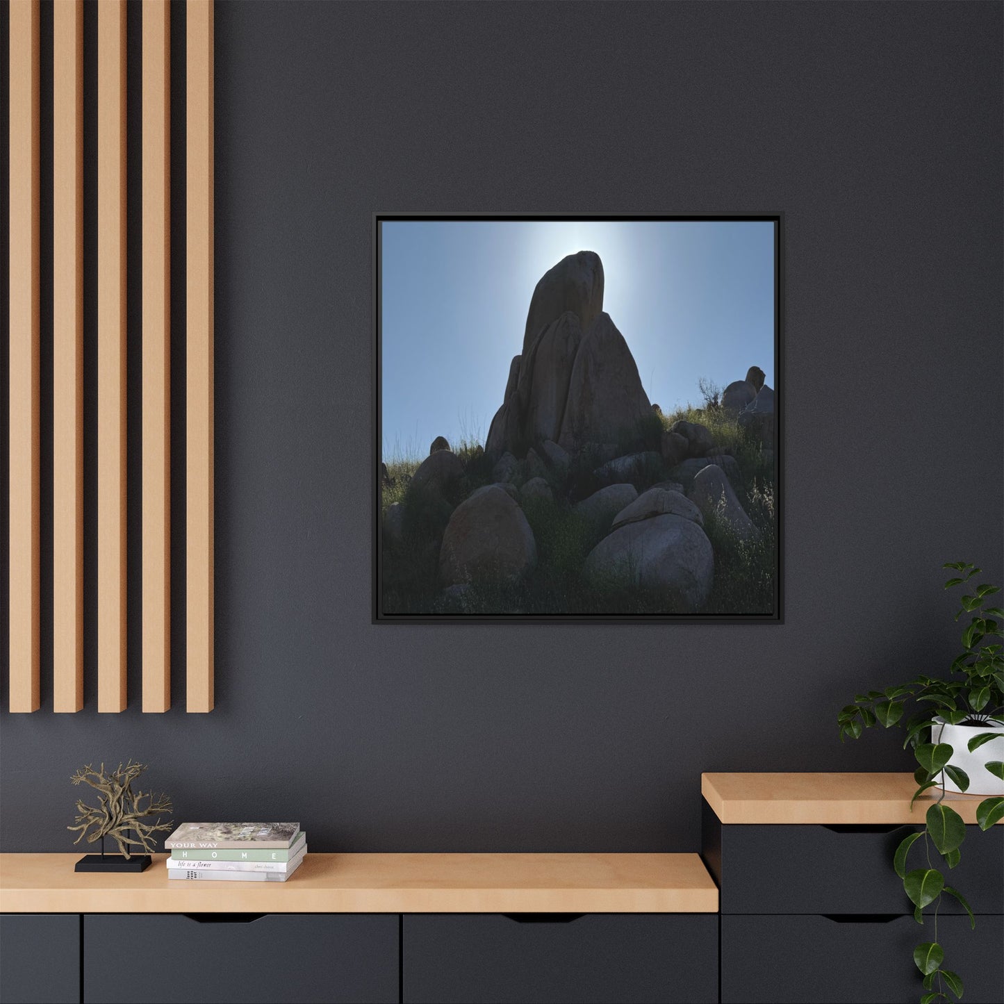 Boulder Silhouette - Unique Stretched Canvas Wall Art