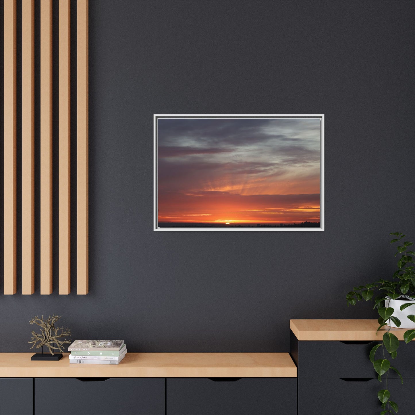Fiery Horizon - Unique Stretched Canvas Wall Art