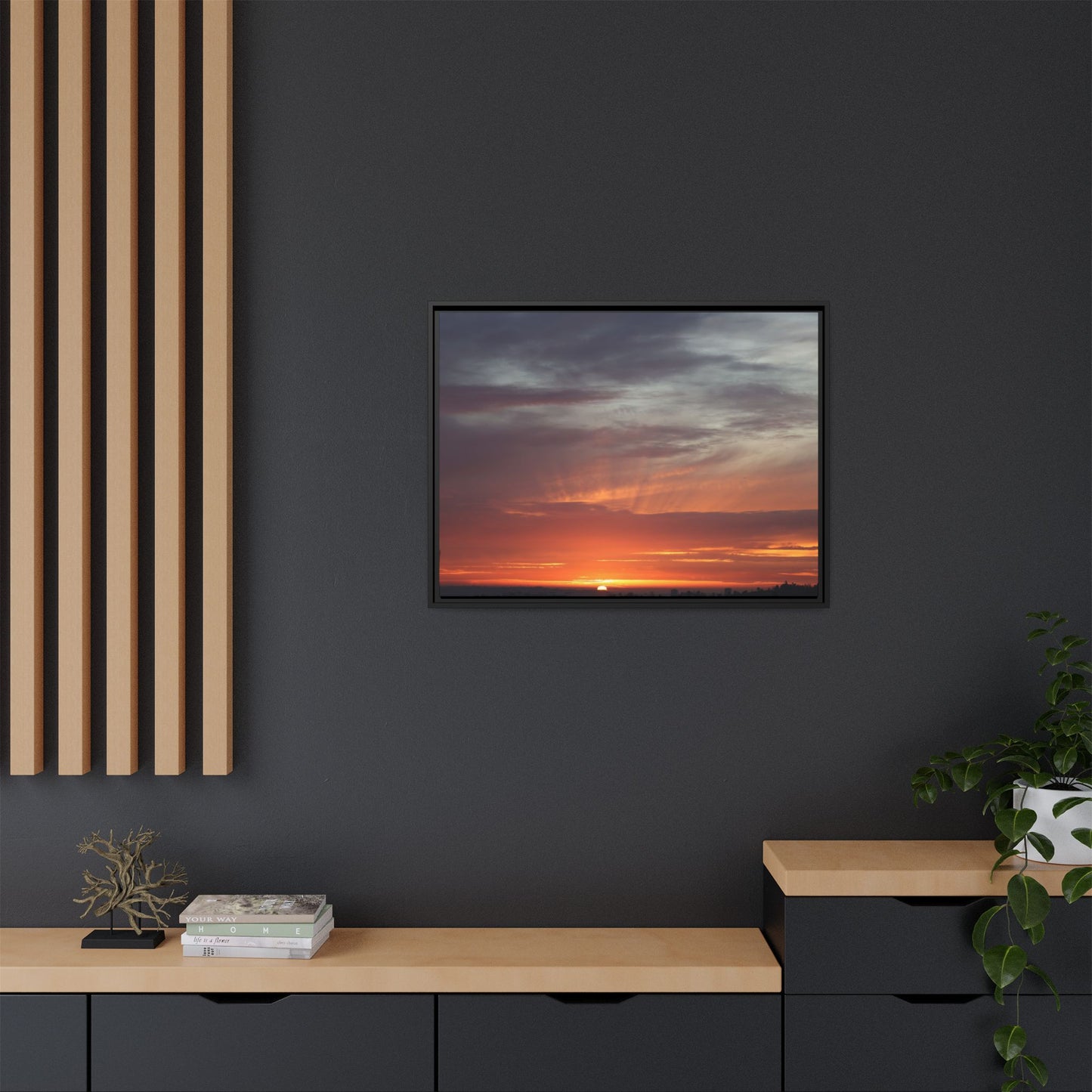 Fiery Horizon - Unique Stretched Canvas Wall Art