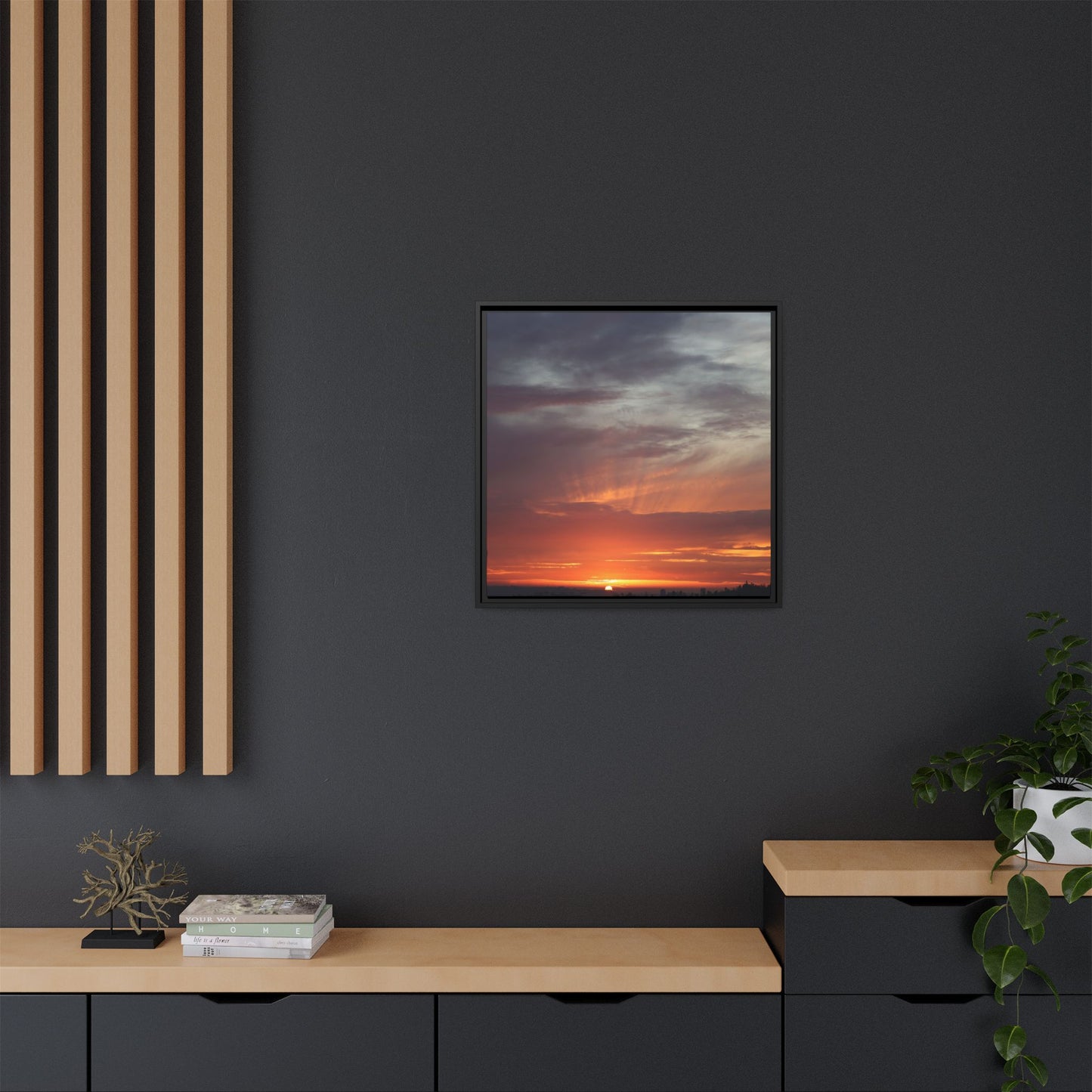 Fiery Horizon - Unique Stretched Canvas Wall Art