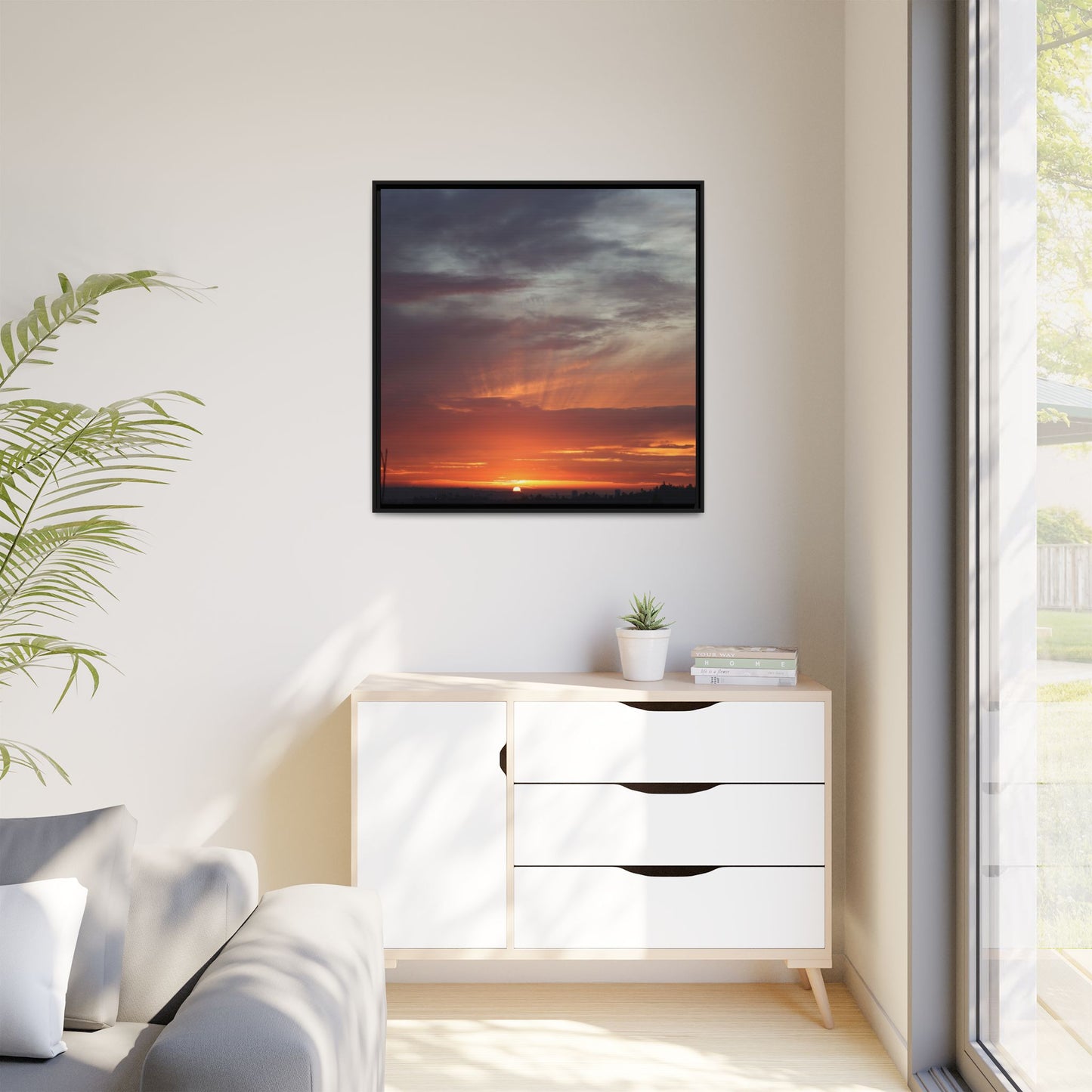 Fiery Horizon - Unique Stretched Canvas Wall Art