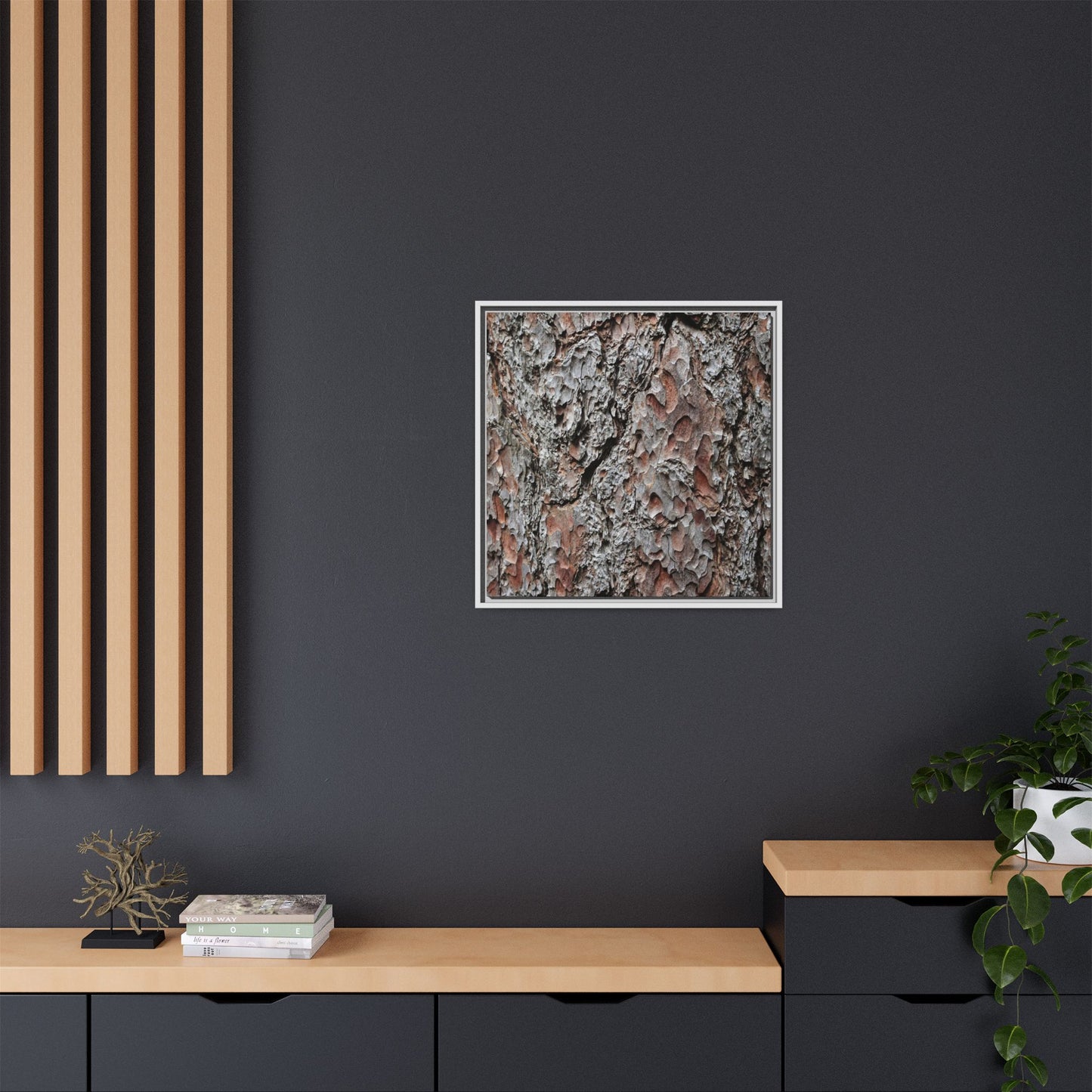 Bark Texture Symphony - Unique Stretched Canvas Wall Art