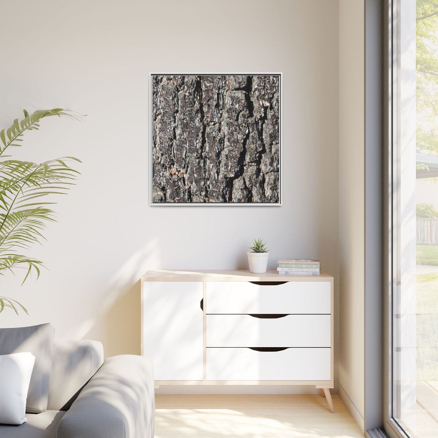 Bark Study in Gray - Unique Stretched Canvas Wall Art