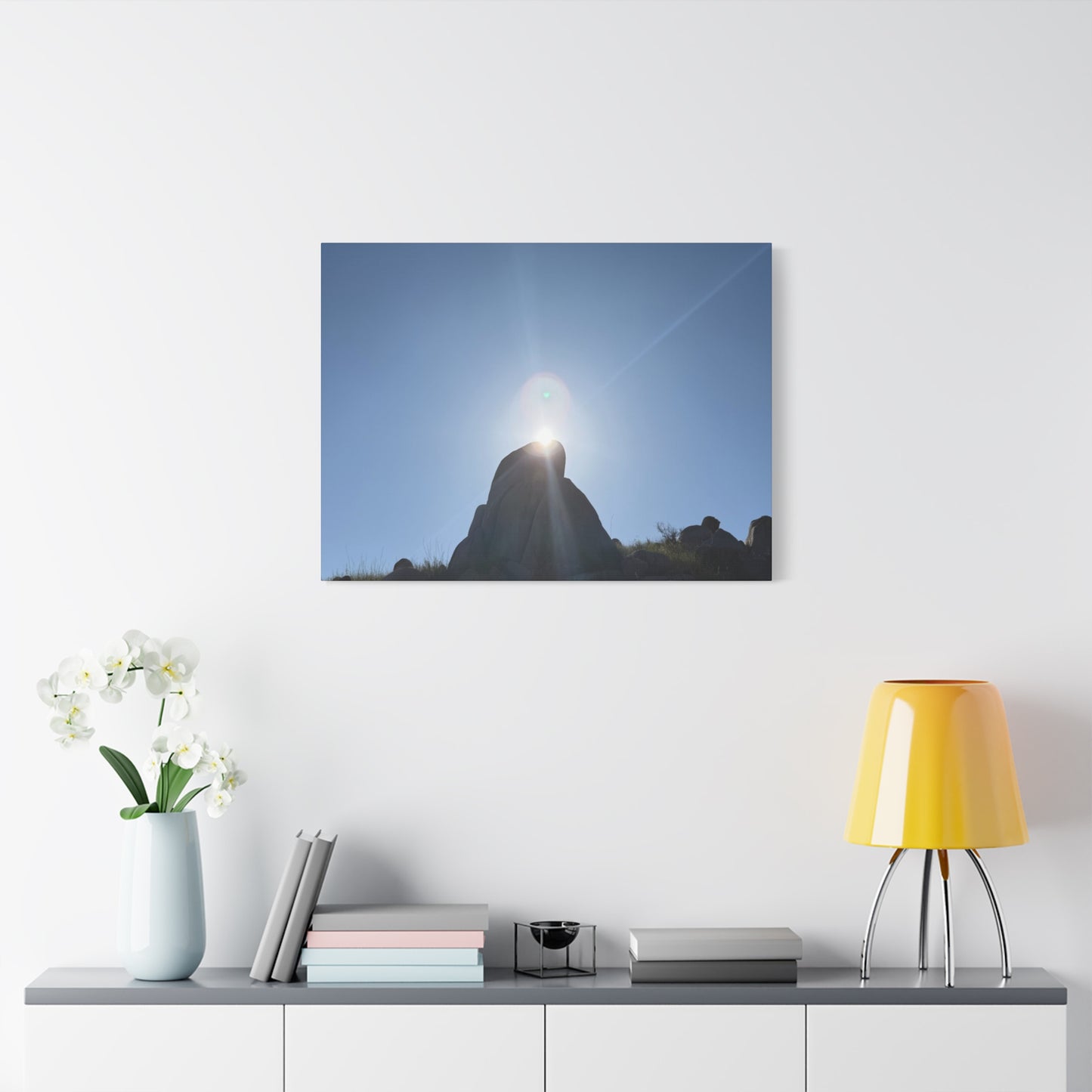 Sunburst Over Stone - Unique Frameless Canvas Wall Art