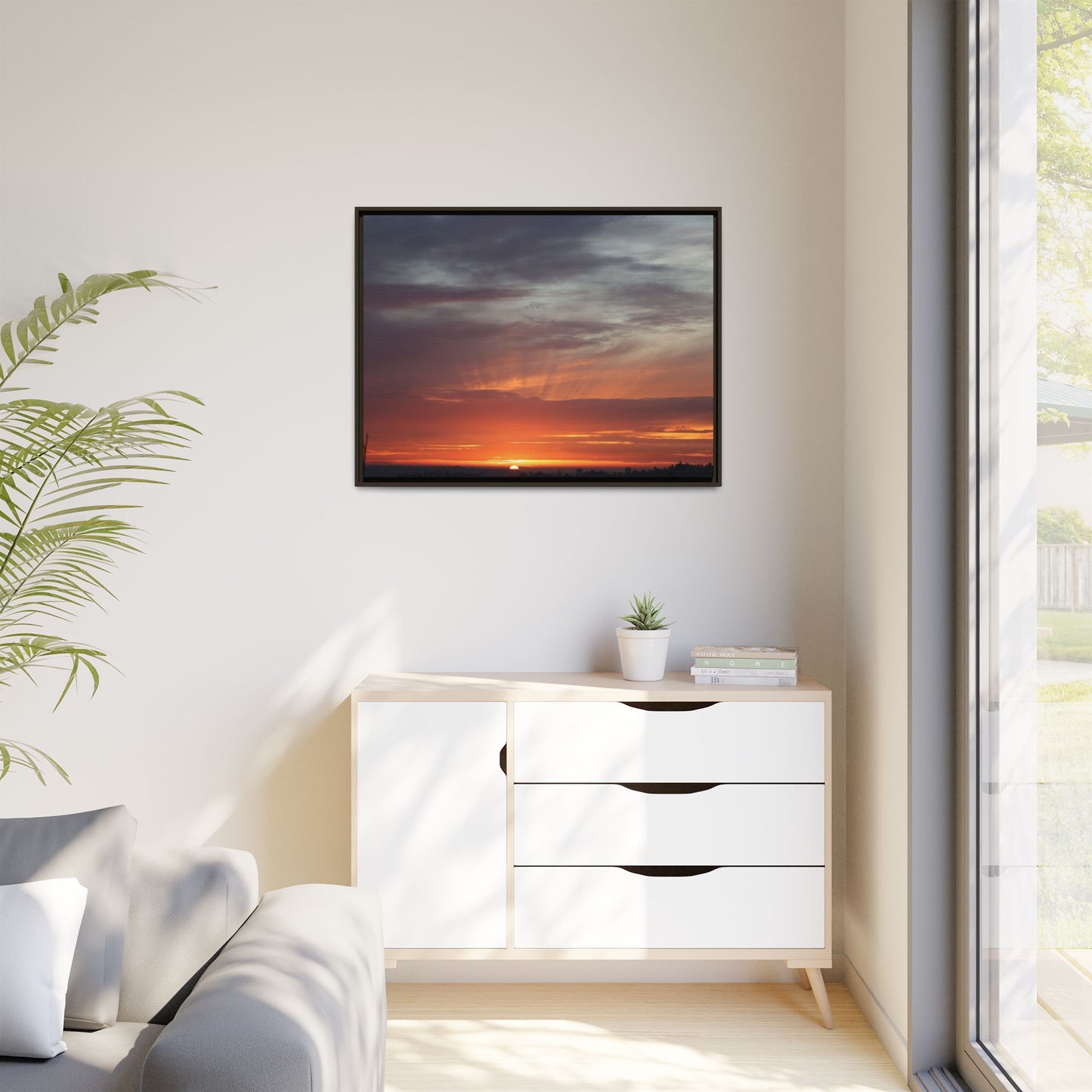 Fiery Horizon - Unique Stretched Canvas Wall Art