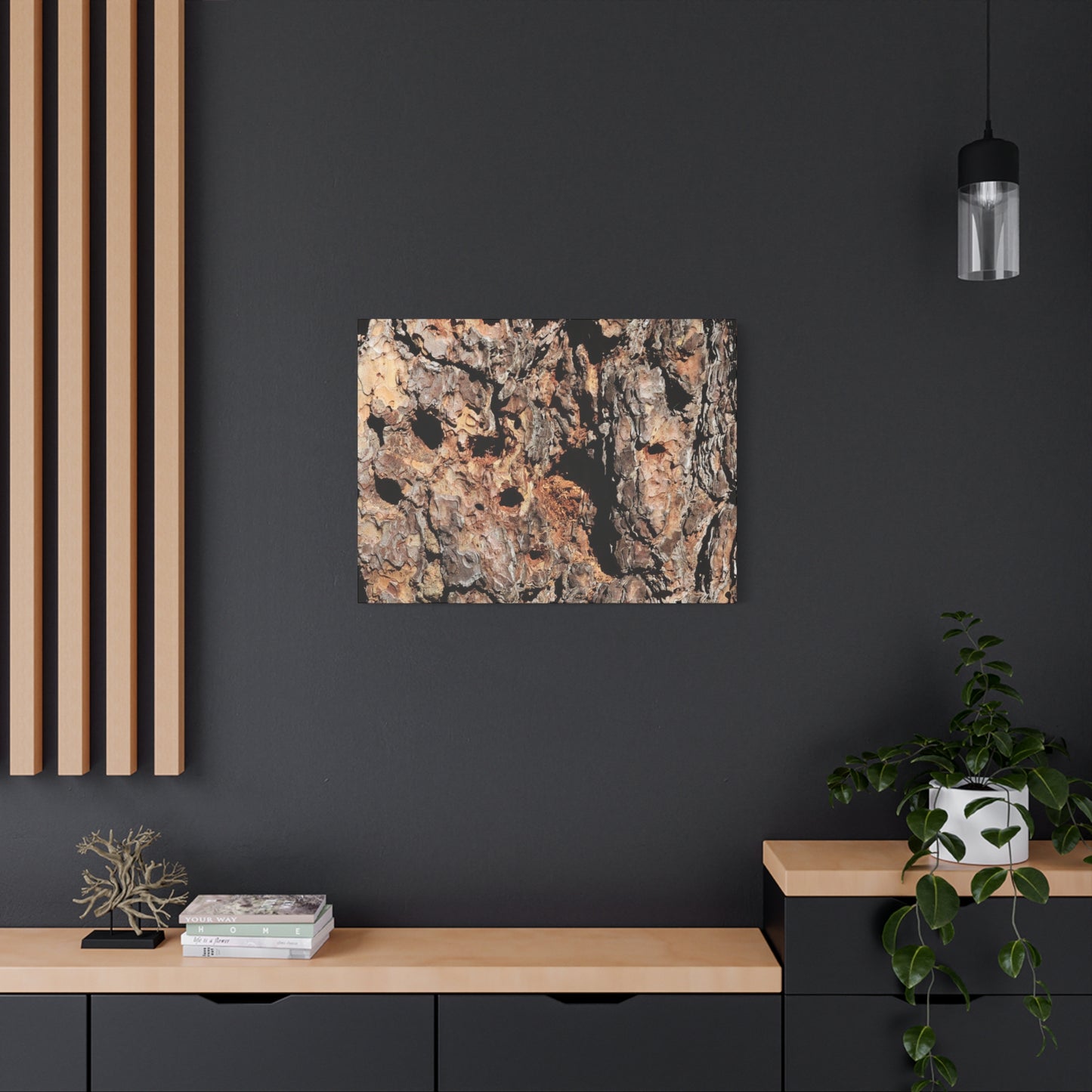 Tree Bark Mosaic - Unique Frameless Canvas Wall Art