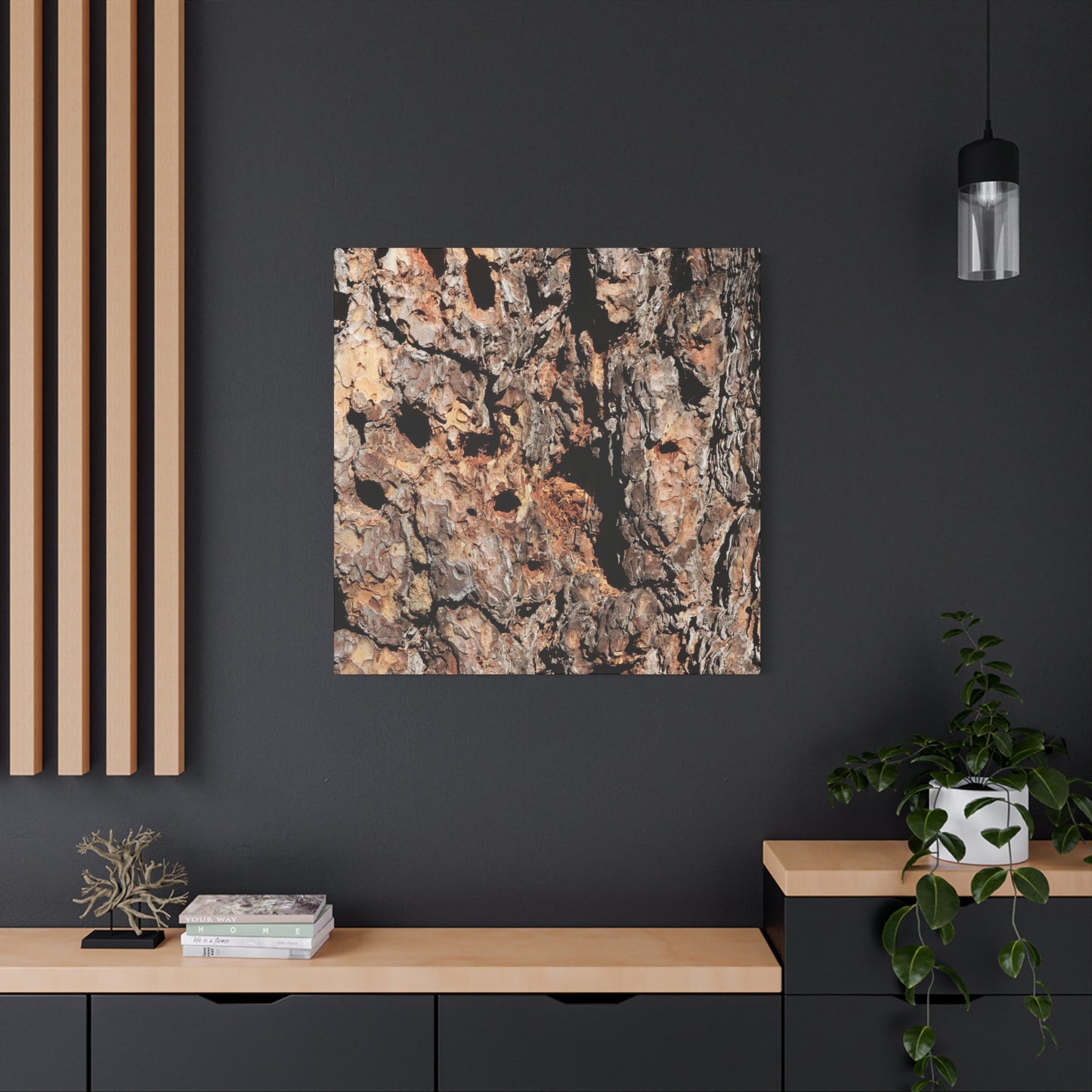 Tree Bark Mosaic - Unique Frameless Canvas Wall Art