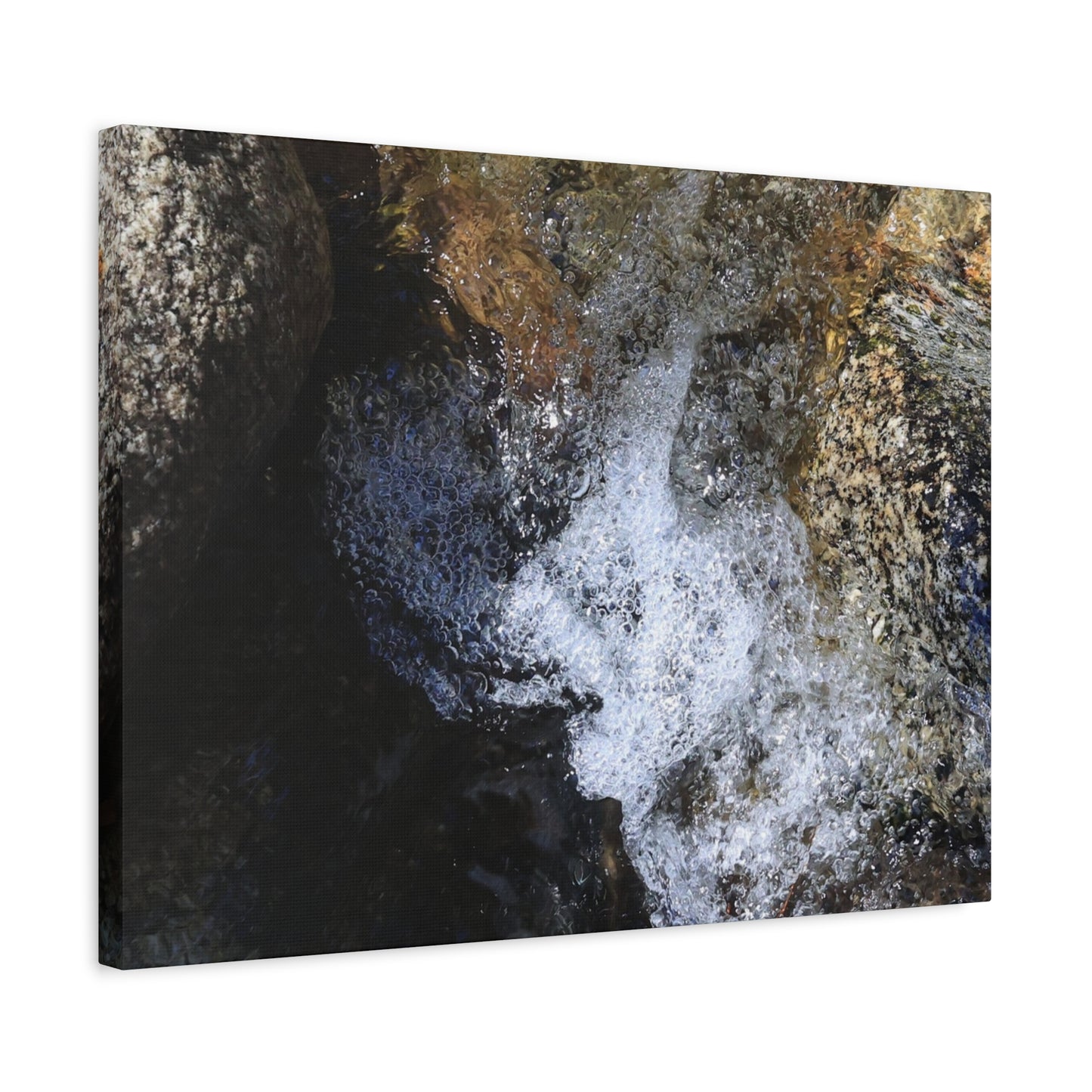 Water's Whisper Between Stone - Unique Frameless Canvas Wall Art