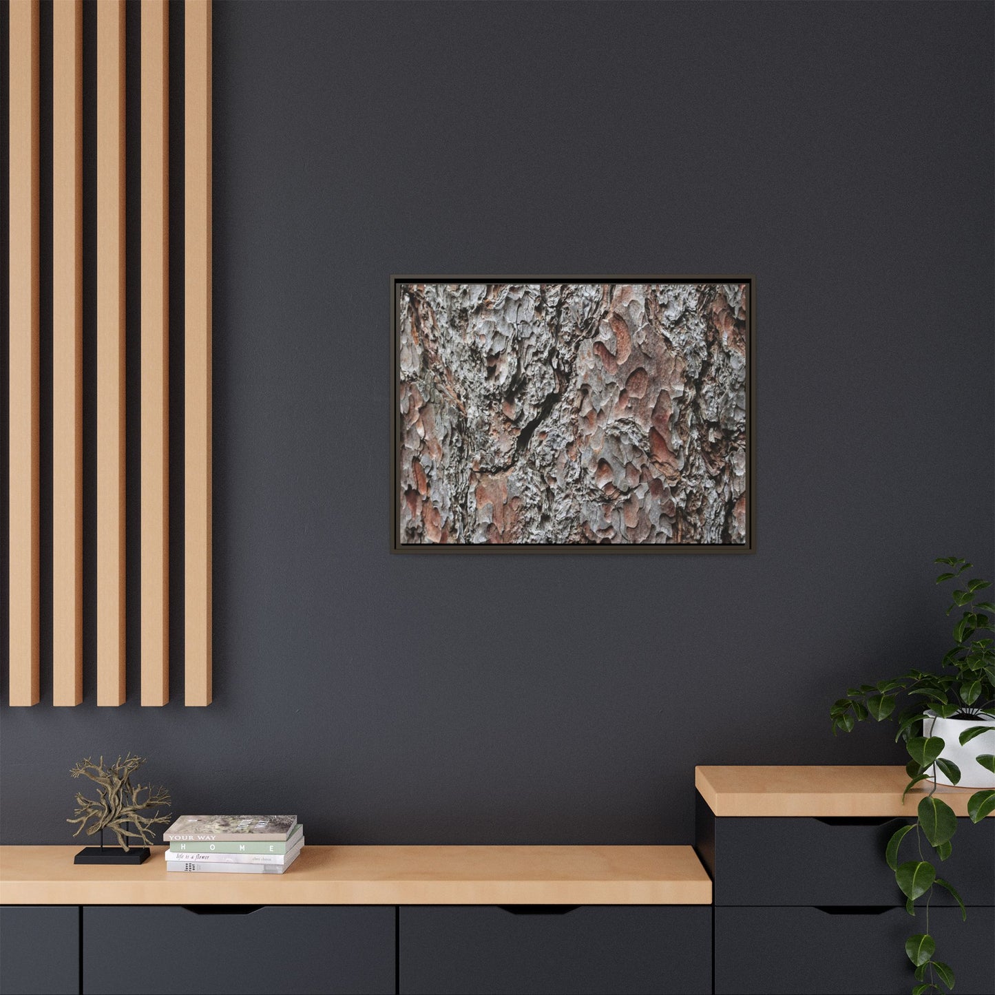 Bark Texture Symphony - Unique Stretched Canvas Wall Art