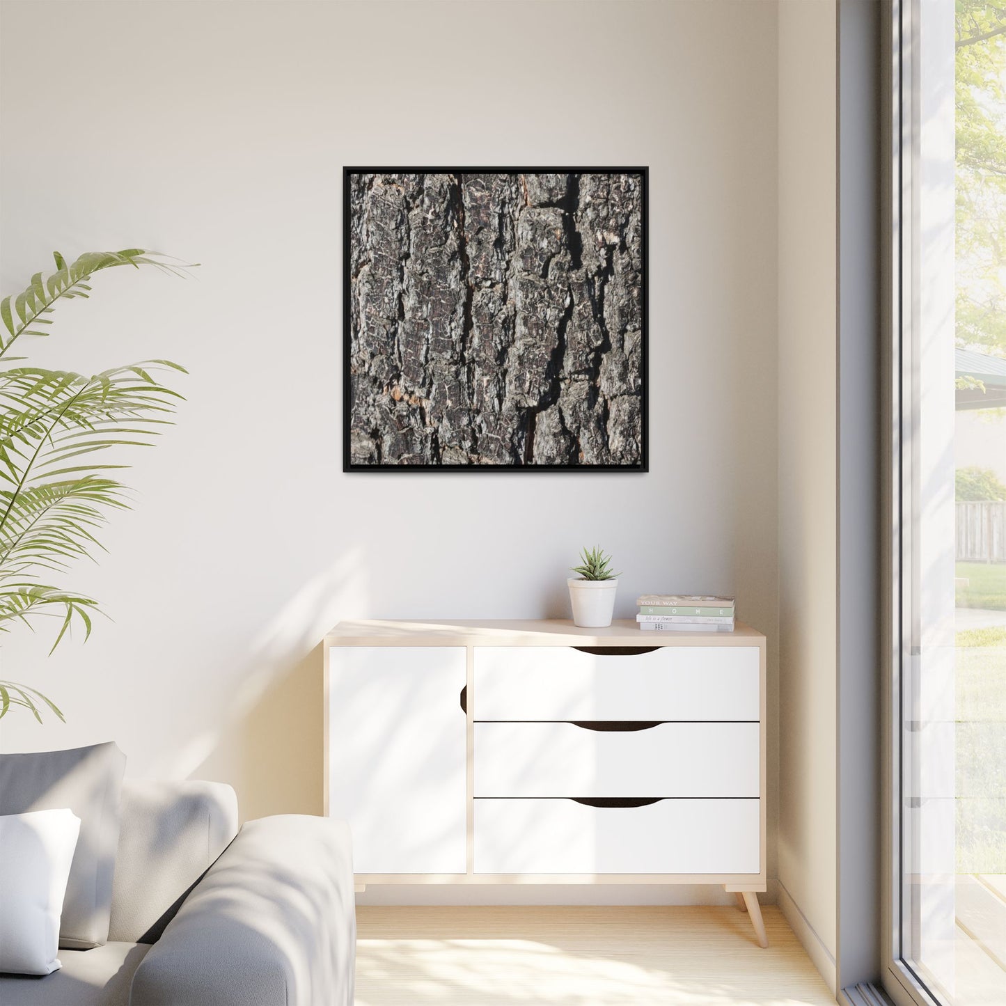 Bark Study in Gray - Unique Stretched Canvas Wall Art
