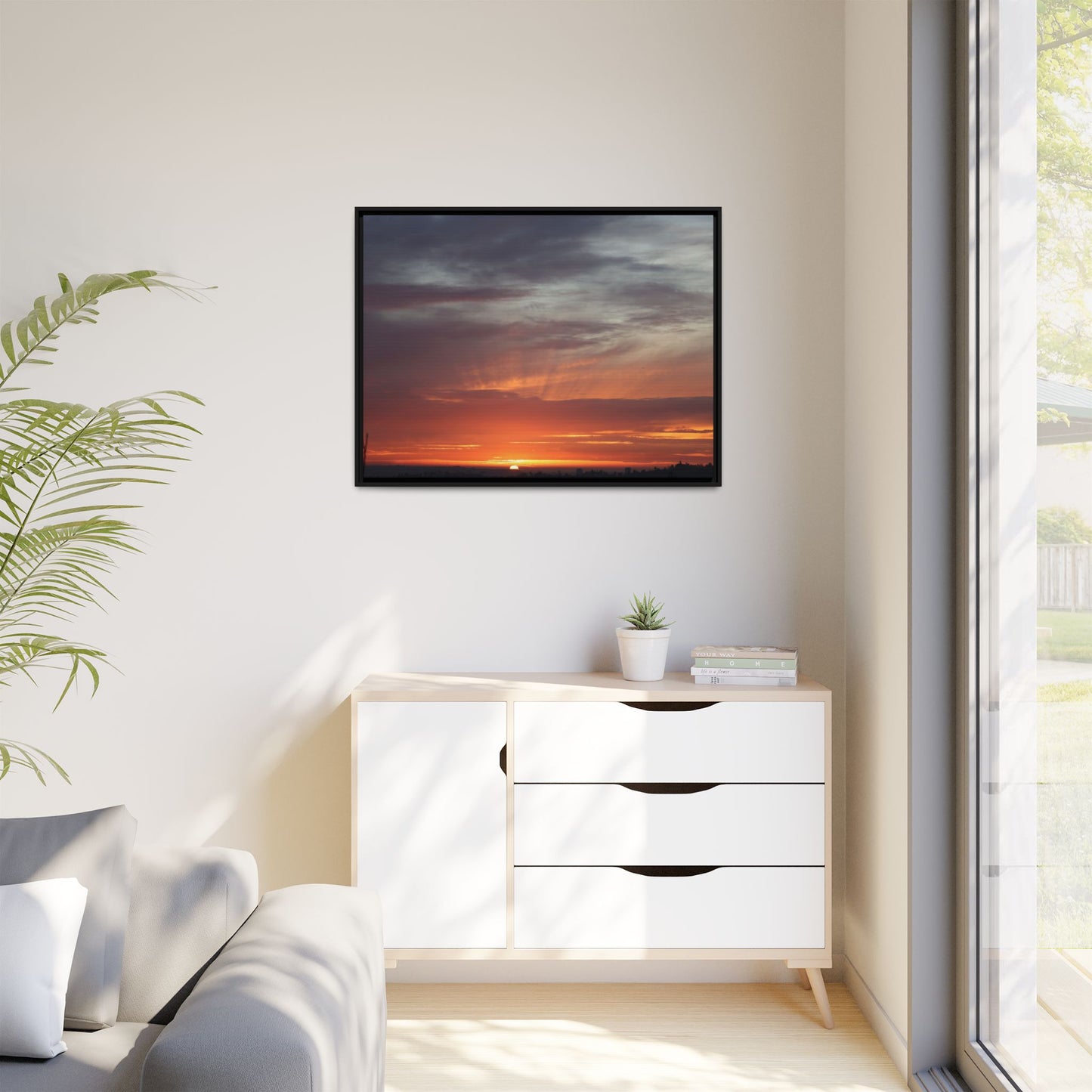 Fiery Horizon - Unique Stretched Canvas Wall Art