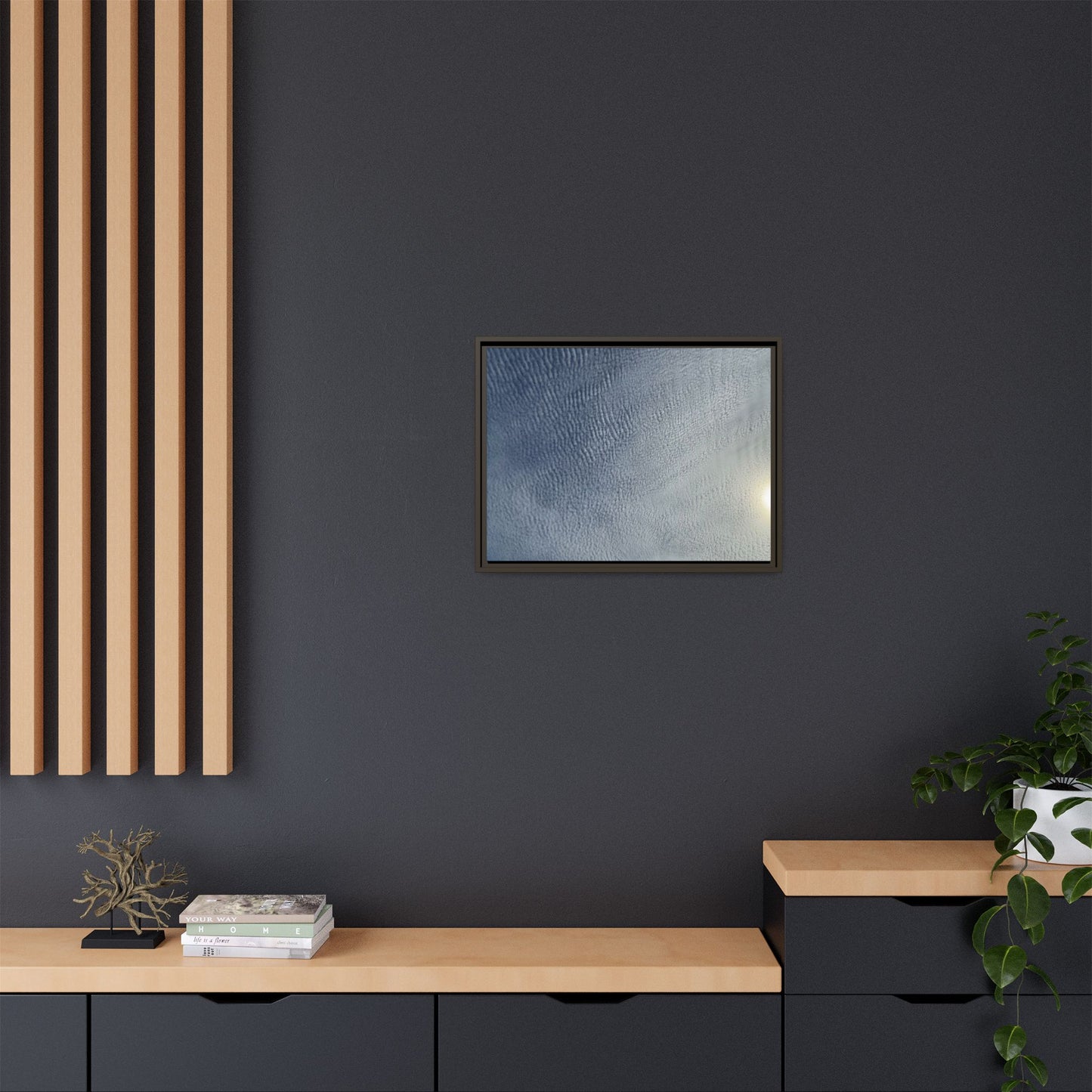 Undulating Whispers of Cerulean Stillness - Unique Stretched Canvas Wall Art