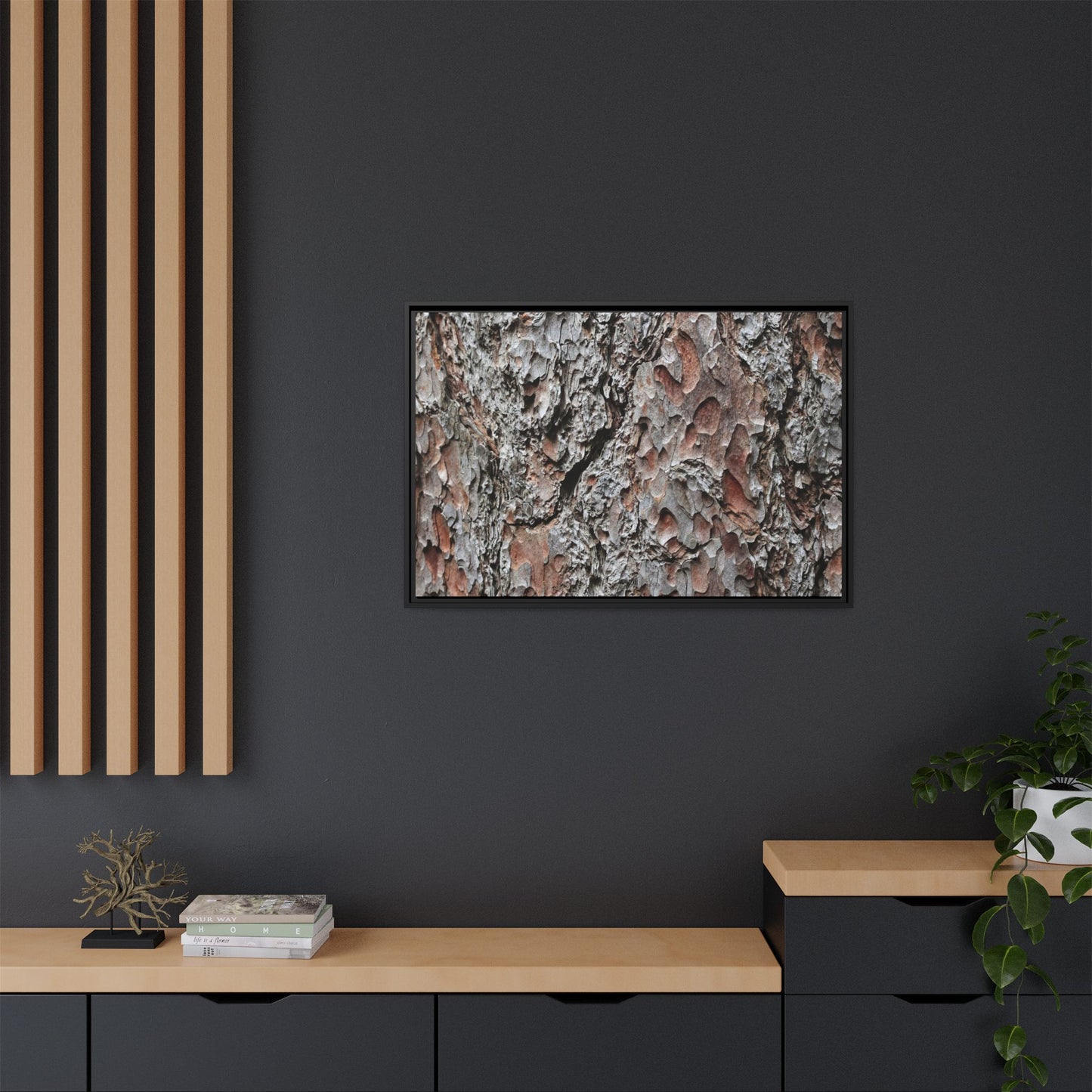 Bark Texture Symphony - Unique Stretched Canvas Wall Art