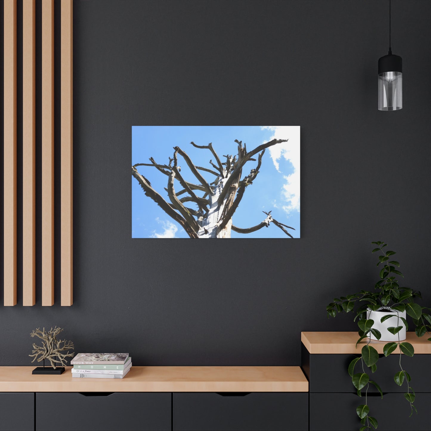 Skeletal Branches Reaching - Unique Frameless Canvas Wall Art