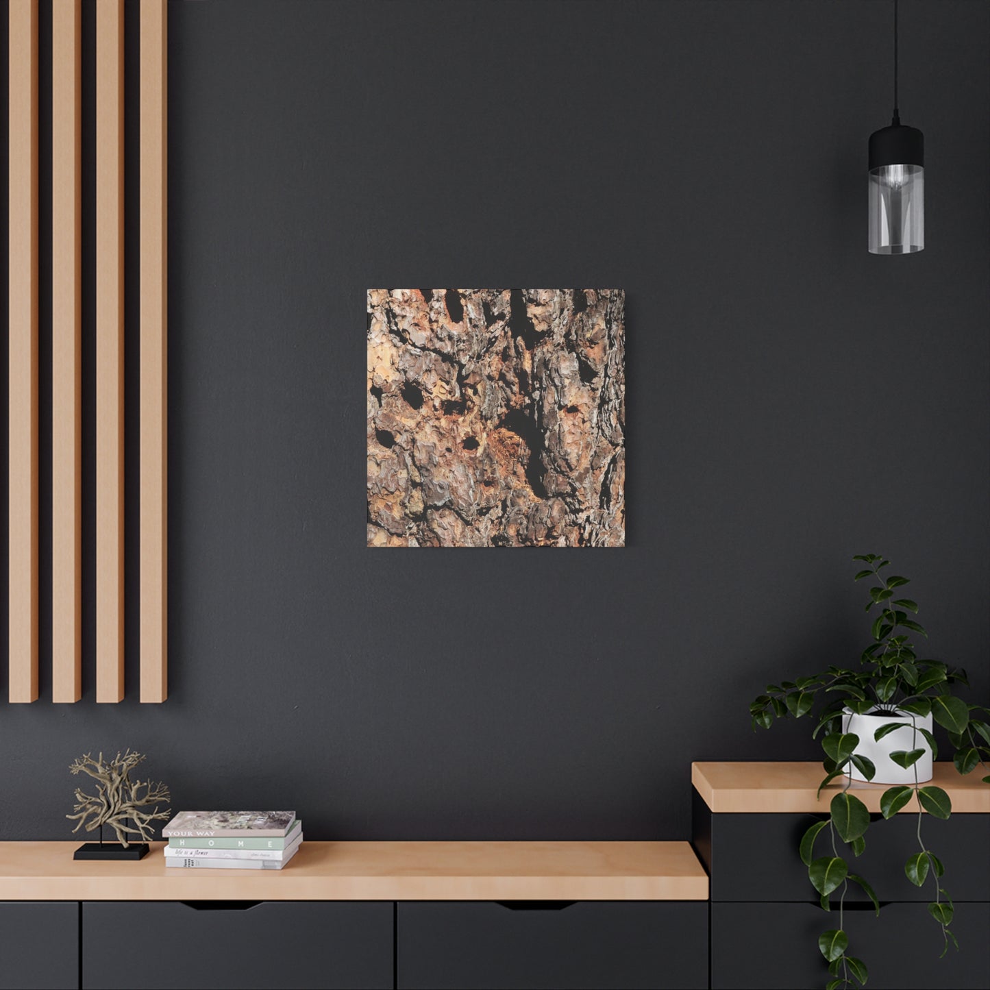 Tree Bark Mosaic - Unique Frameless Canvas Wall Art