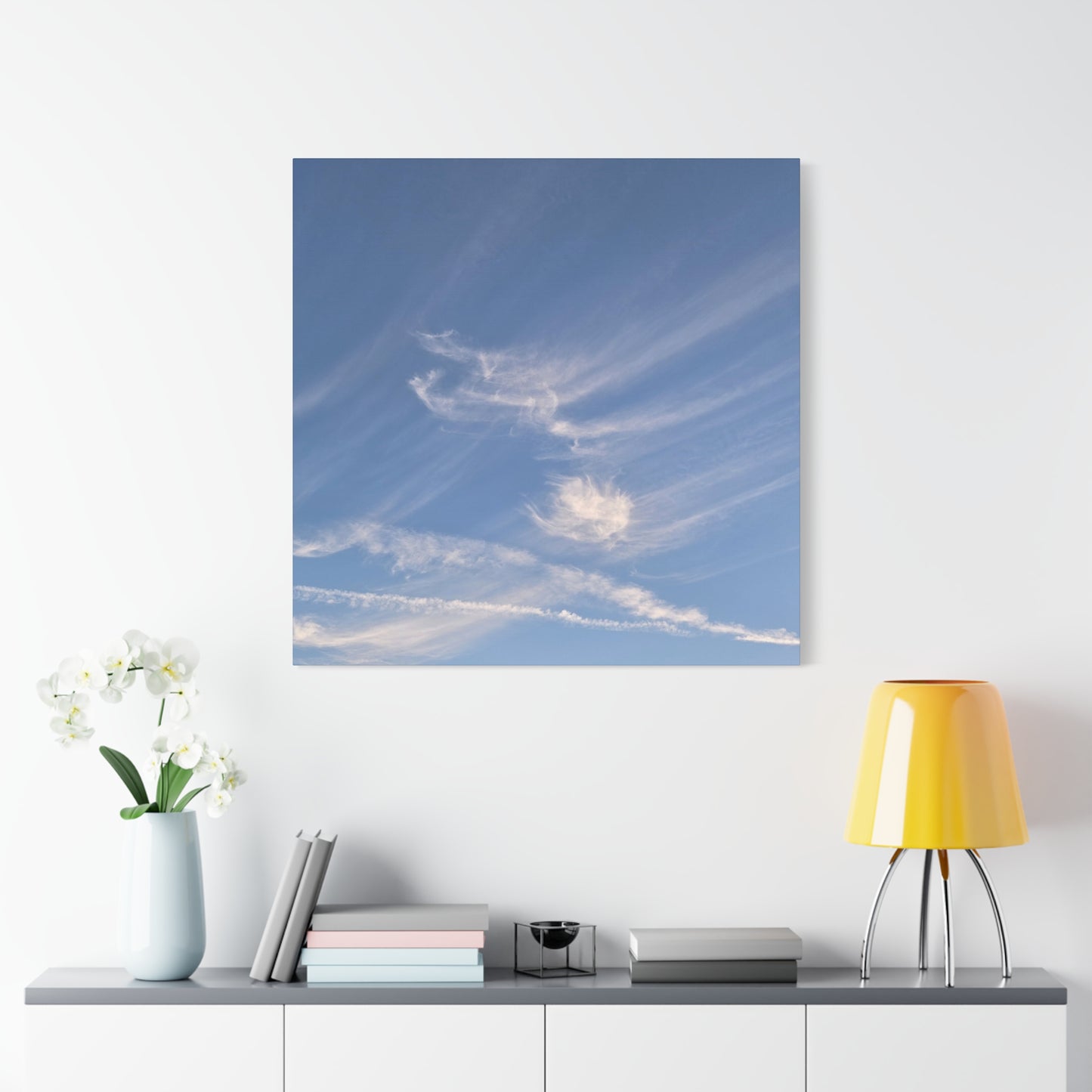 Wispy Whispers of Azure - Unique Frameless Canvas Wall Art