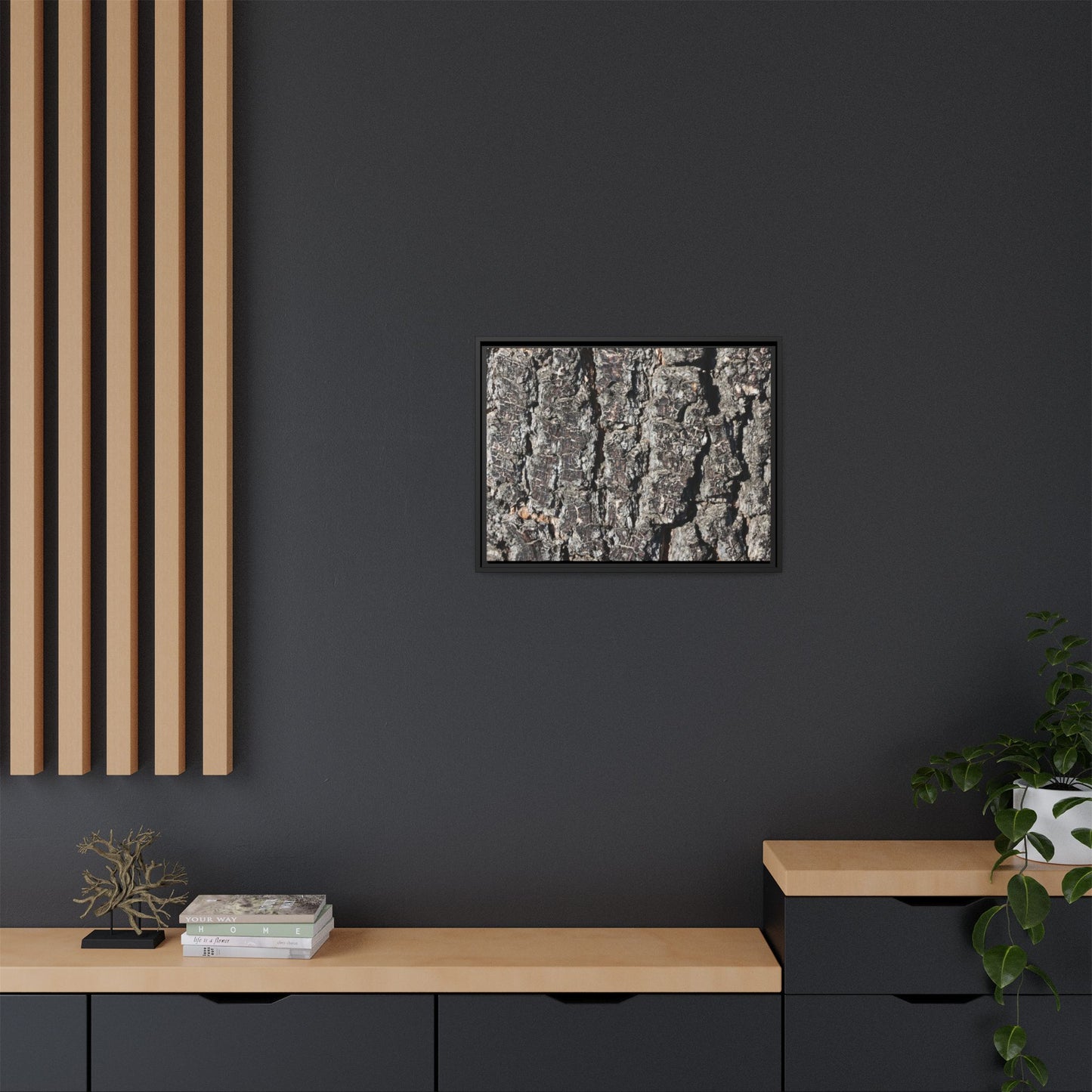 Bark Study in Gray - Unique Stretched Canvas Wall Art