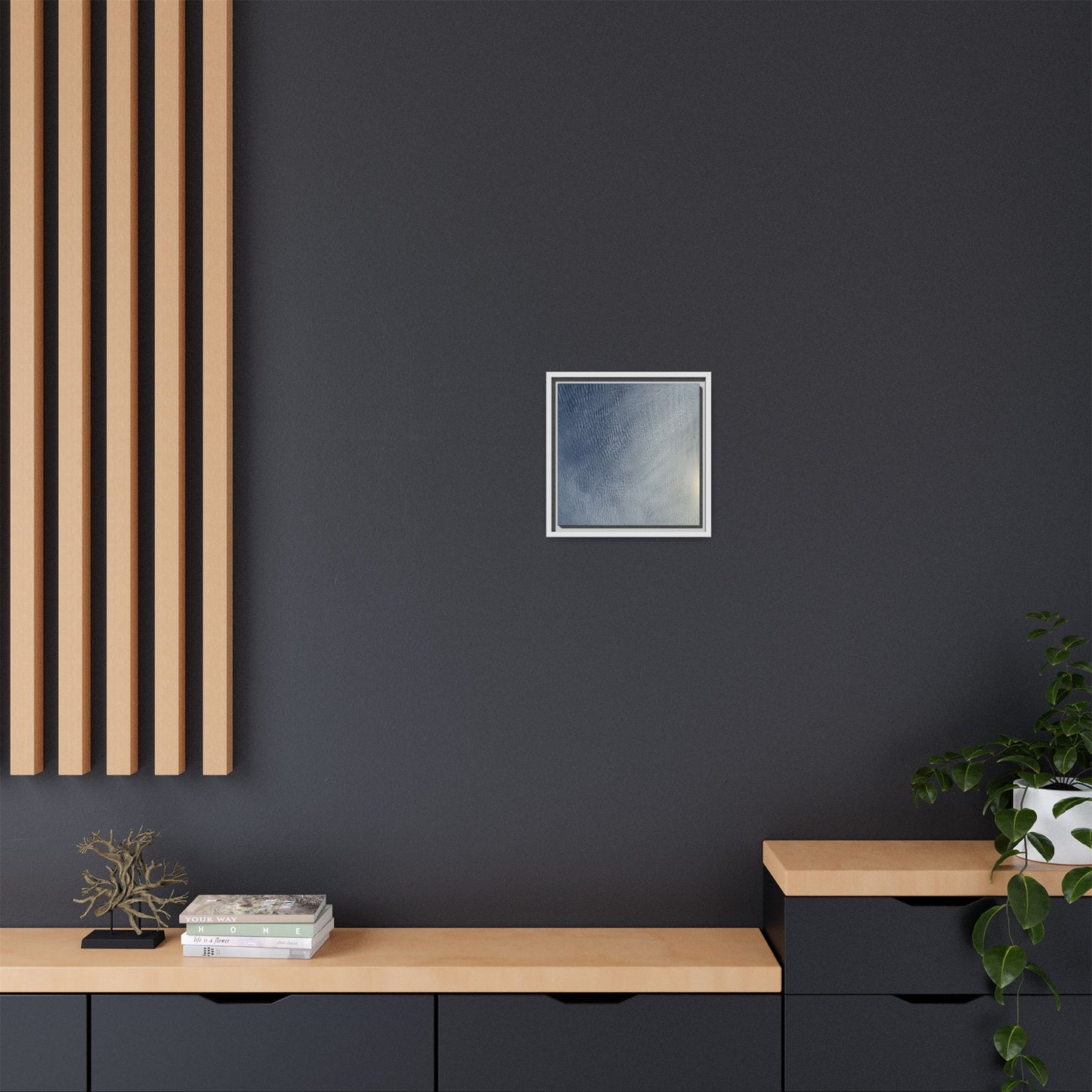 Undulating Whispers of Cerulean Stillness - Unique Stretched Canvas Wall Art
