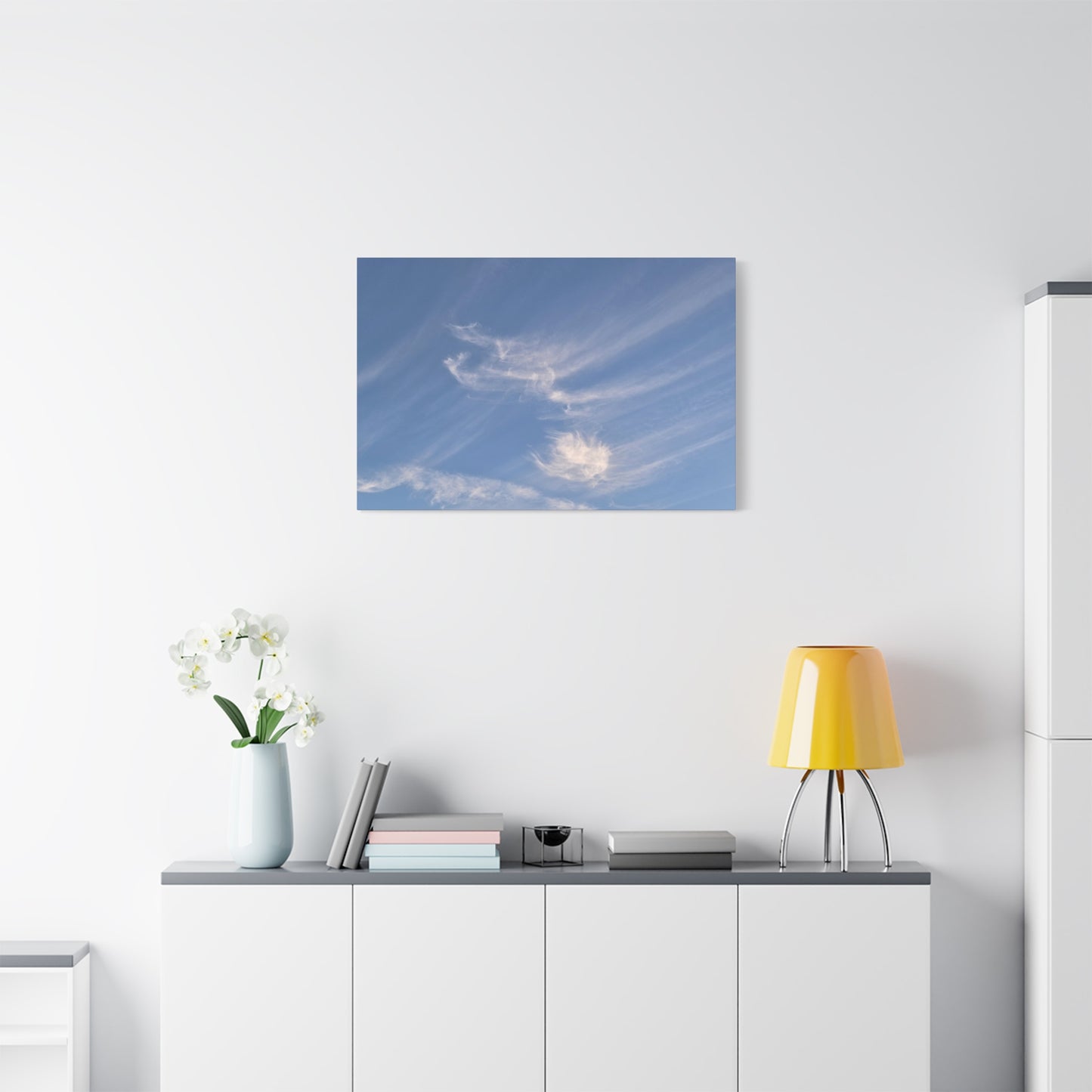 Wispy Whispers of Azure - Unique Frameless Canvas Wall Art