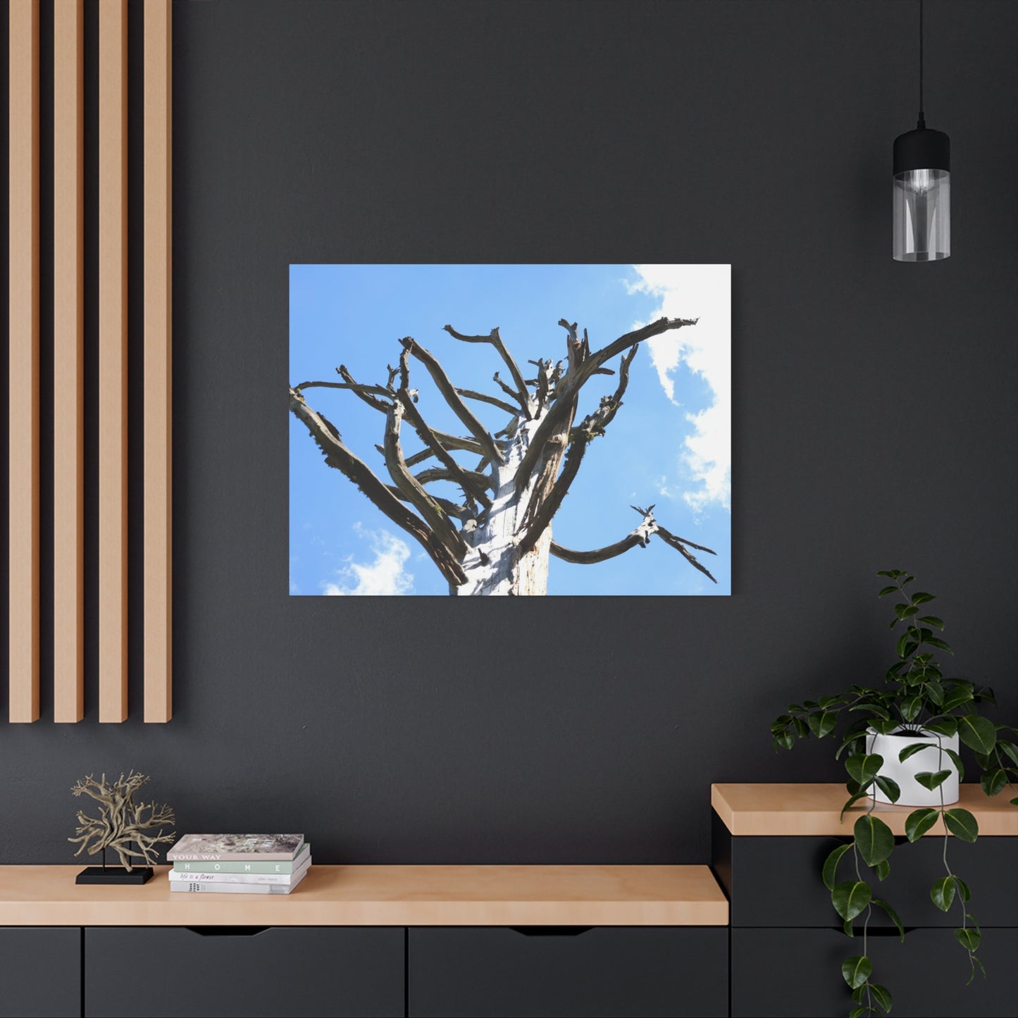 Skeletal Branches Reaching - Unique Frameless Canvas Wall Art