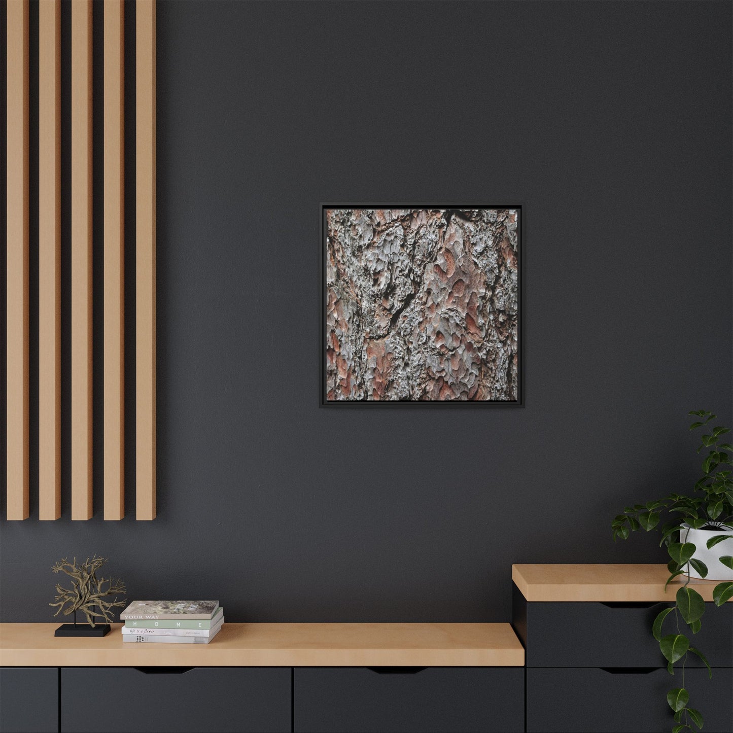 Bark Texture Symphony - Unique Stretched Canvas Wall Art