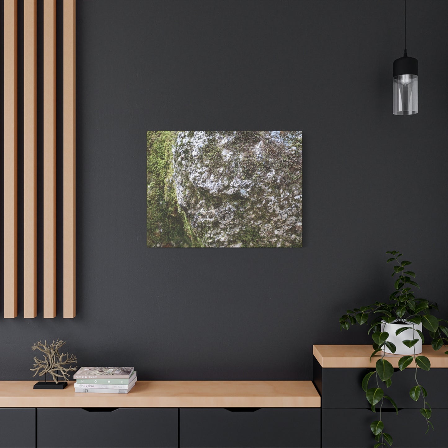Moss and Stone Whispers - Unique Frameless Canvas Wall Art