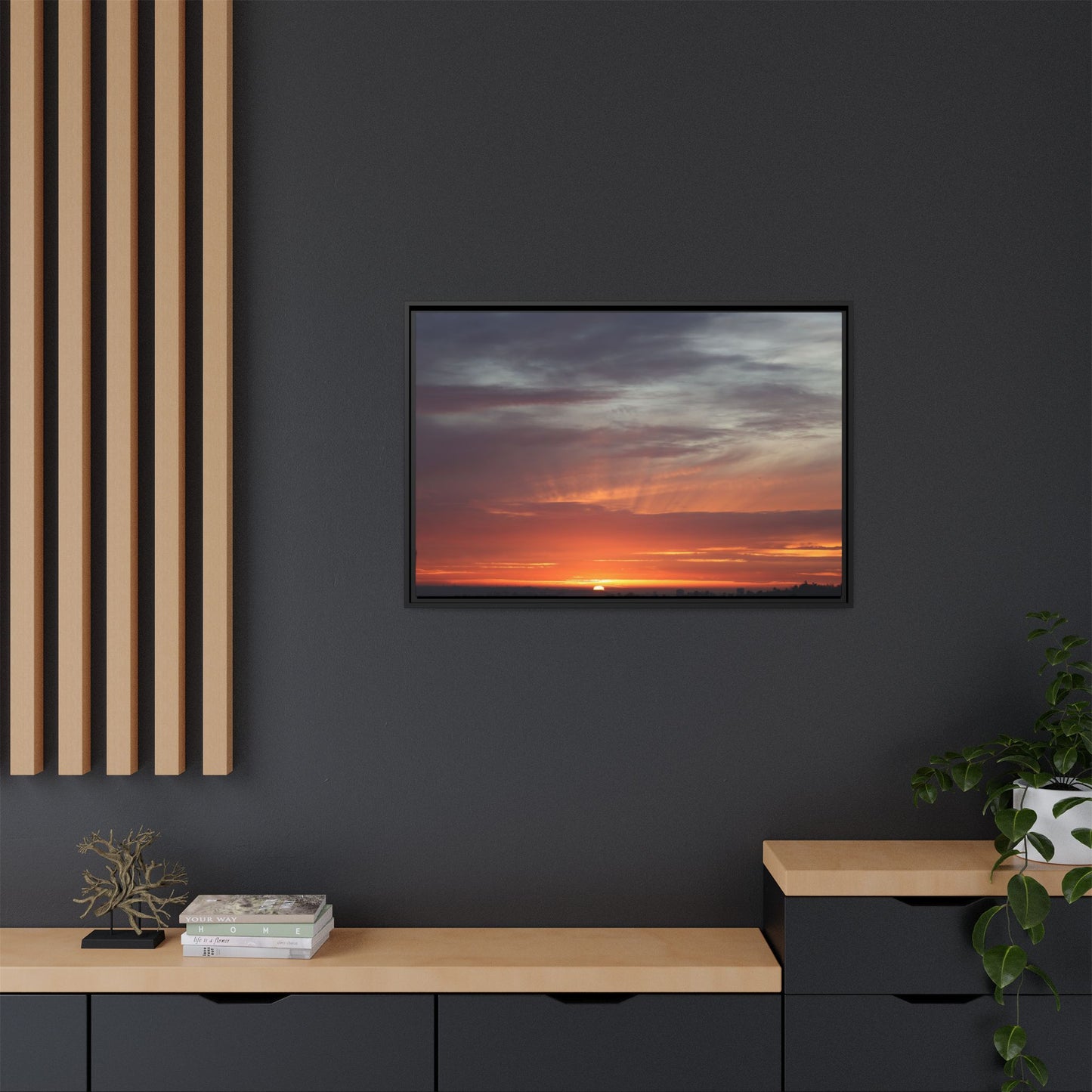 Fiery Horizon - Unique Stretched Canvas Wall Art