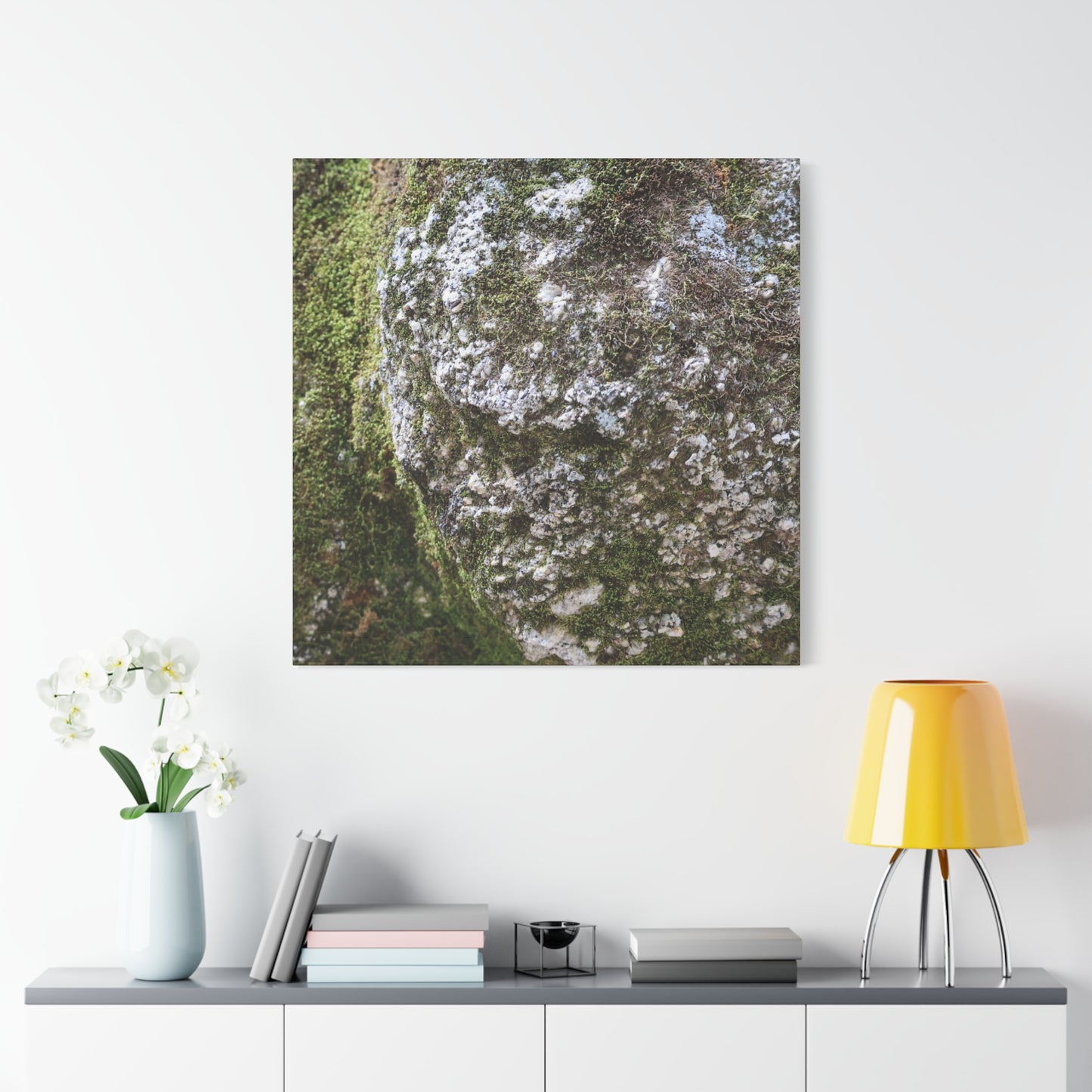 Moss and Stone Whispers - Unique Frameless Canvas Wall Art