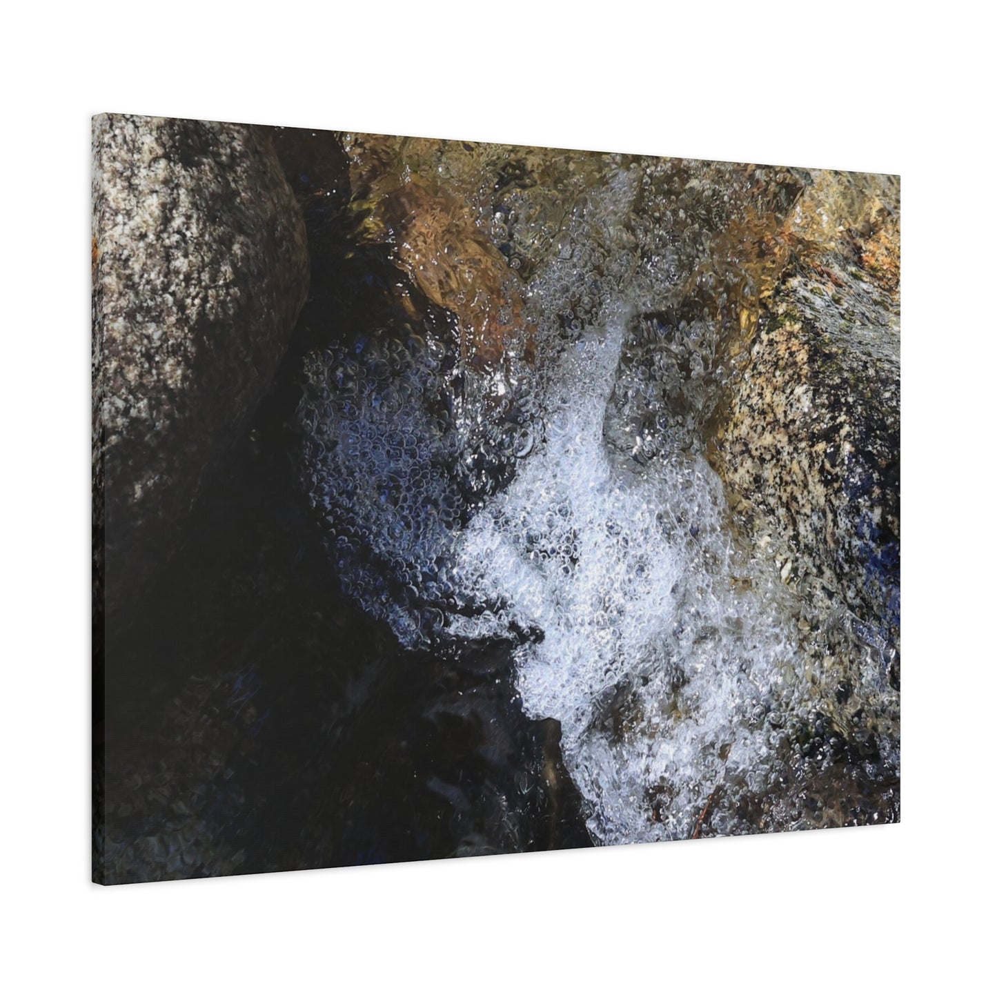 Water's Whisper Between Stone - Unique Frameless Canvas Wall Art