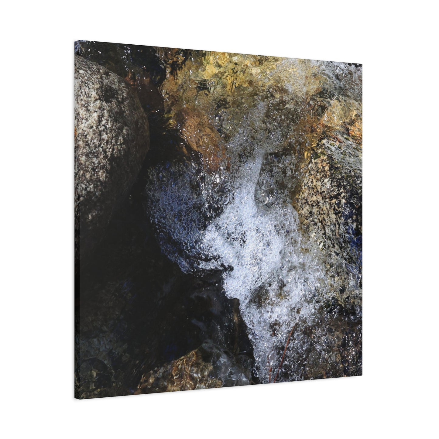 Water's Whisper Between Stone - Unique Frameless Canvas Wall Art