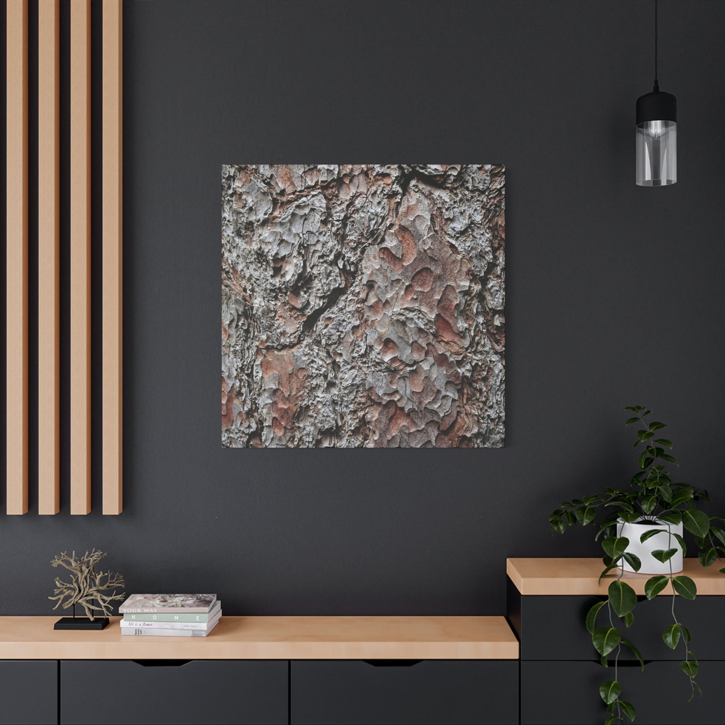 Textured Whispers of Bark - Unique Frameless Canvas Wall Art