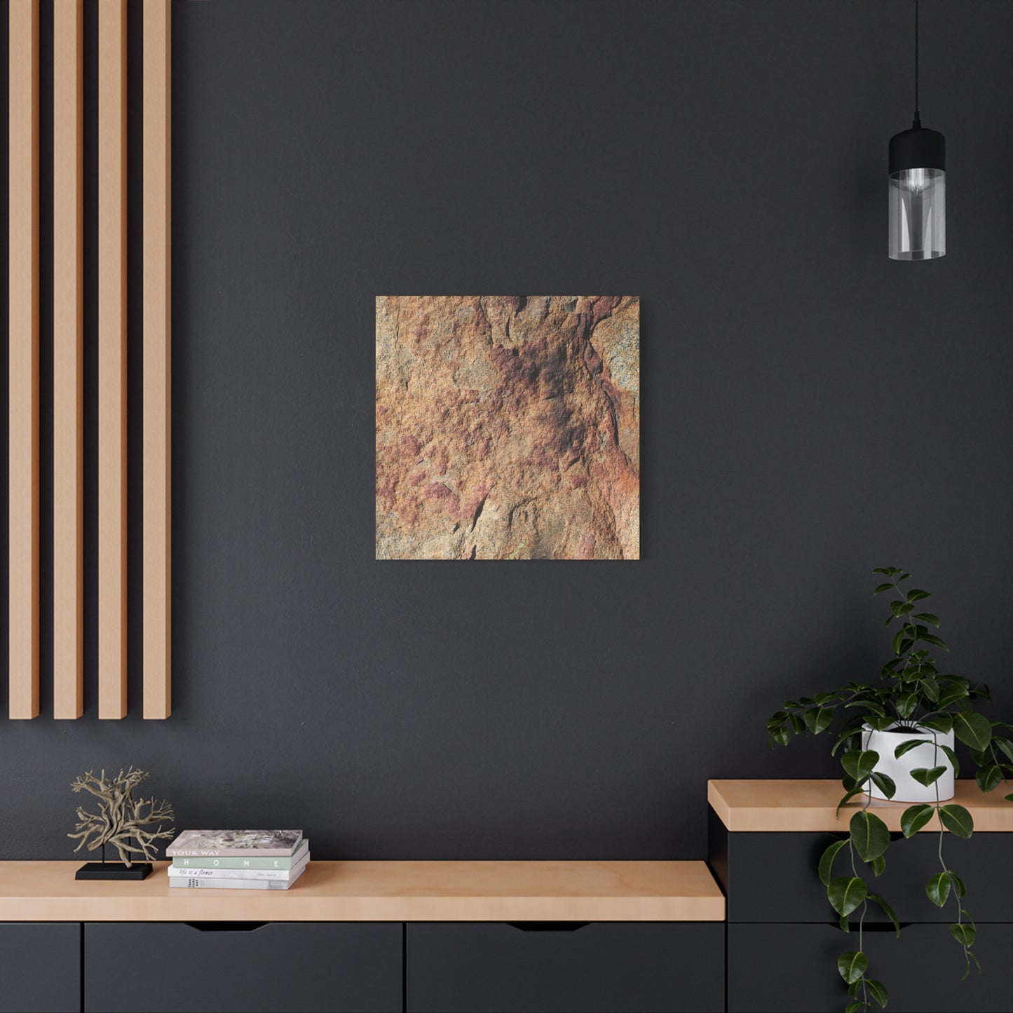 Lithic Veins of Ember - Unique Frameless Canvas Wall Art