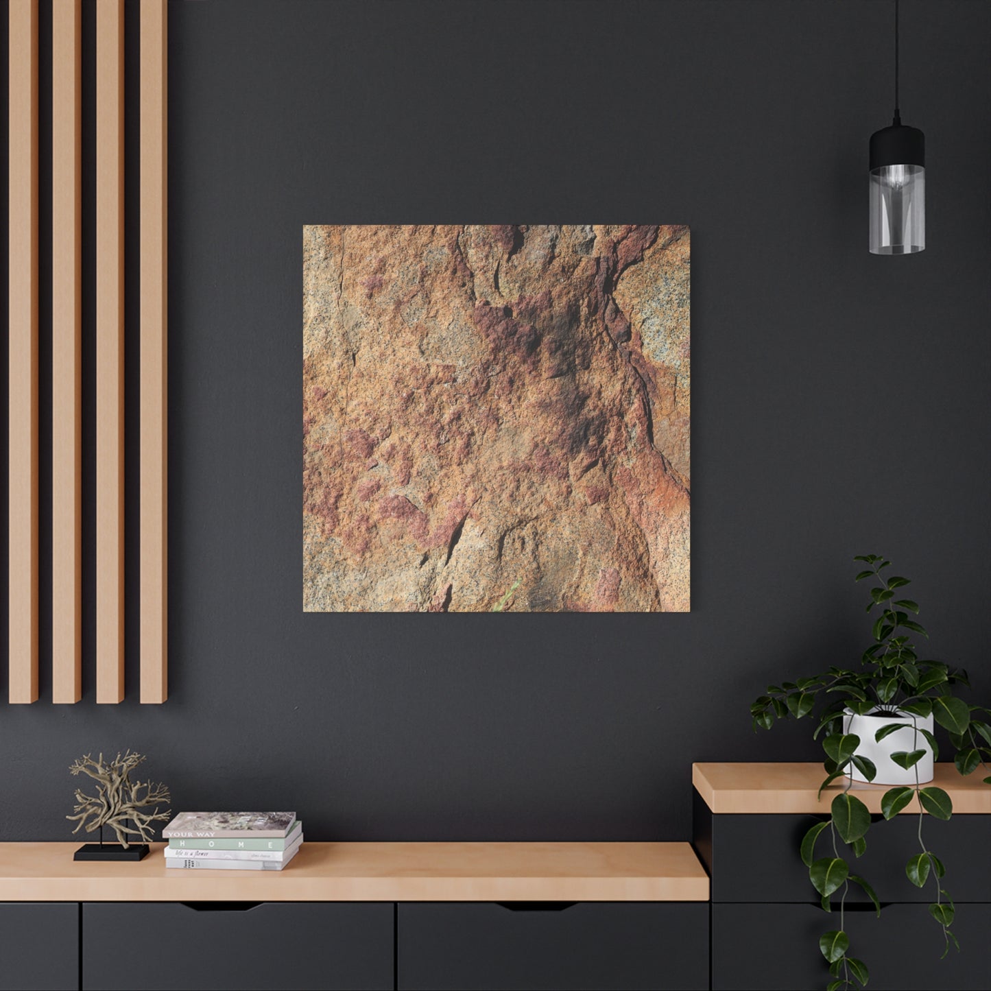 Lithic Veins of Ember - Unique Frameless Canvas Wall Art