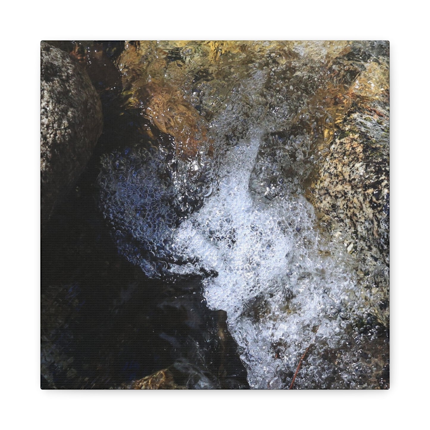 Water's Whisper Between Stone - Unique Frameless Canvas Wall Art