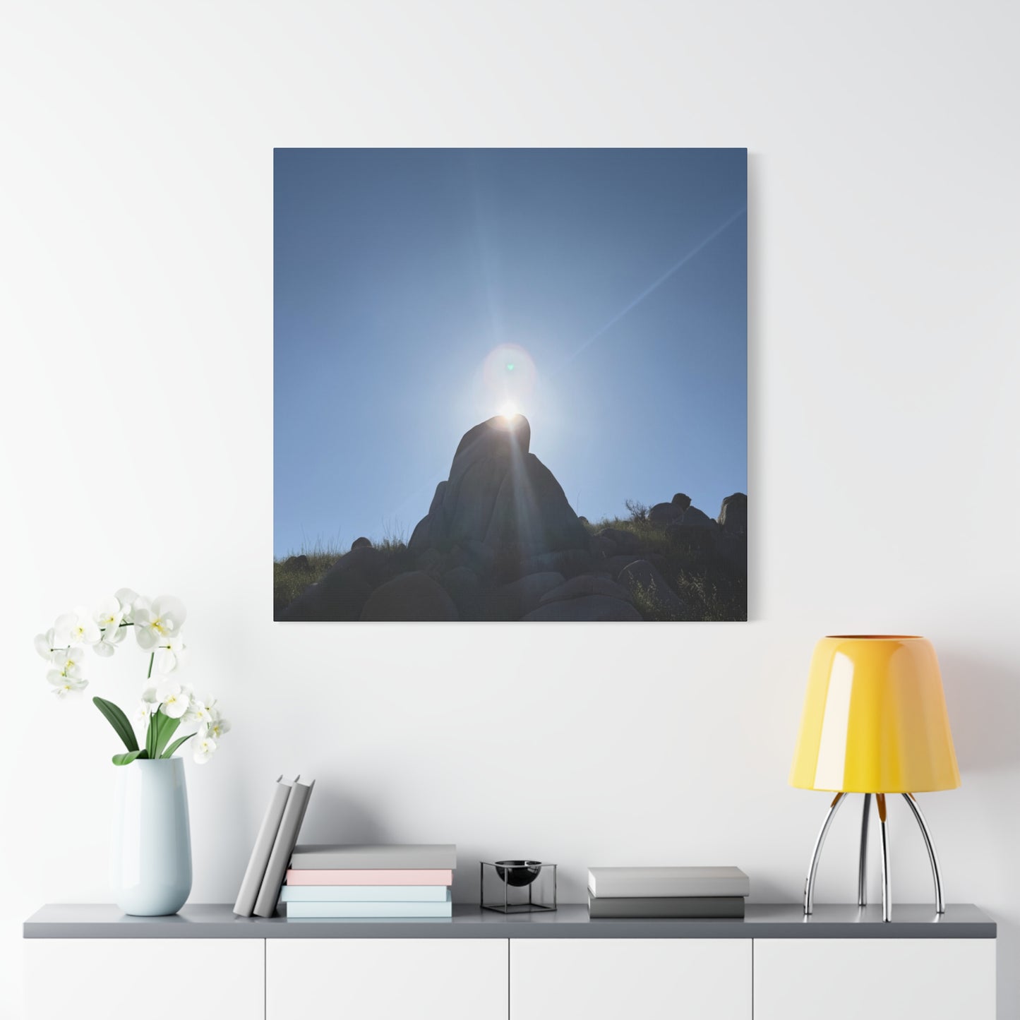Sunburst Over Stone - Unique Frameless Canvas Wall Art