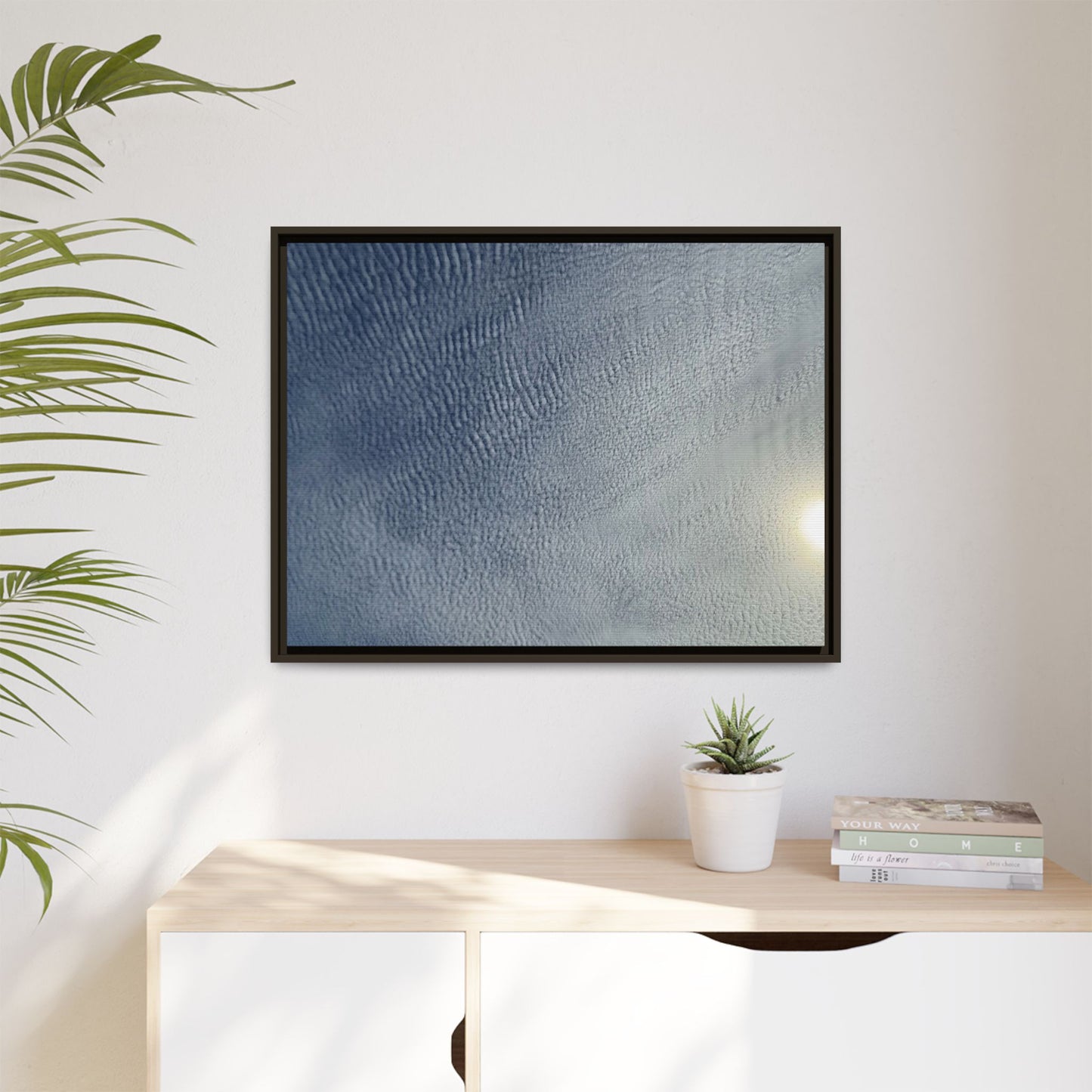 Undulating Whispers of Cerulean Stillness - Unique Stretched Canvas Wall Art