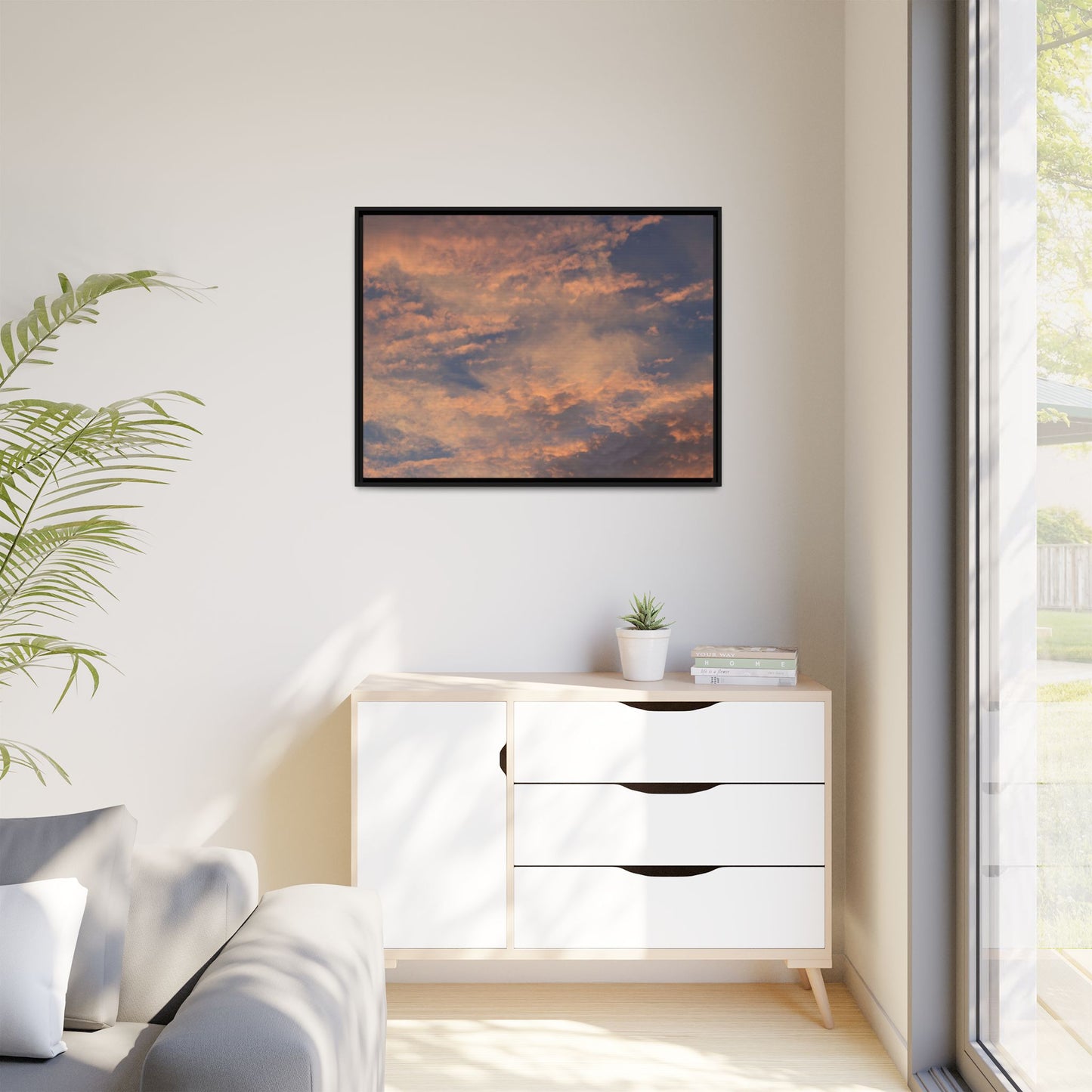 Sunset's Ethereal Canvas - Unique Stretched Canvas Wall Art