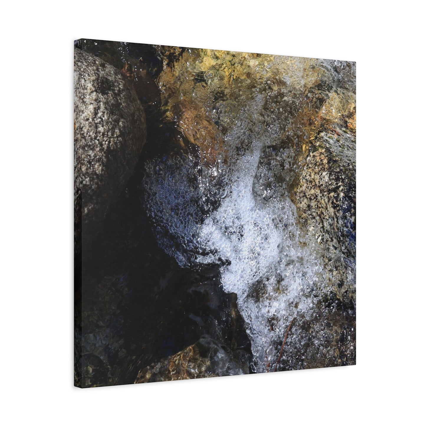 Water's Whisper Between Stone - Unique Frameless Canvas Wall Art