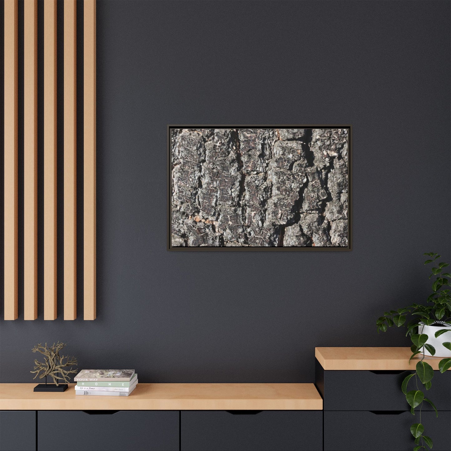 Bark Study in Gray - Unique Stretched Canvas Wall Art