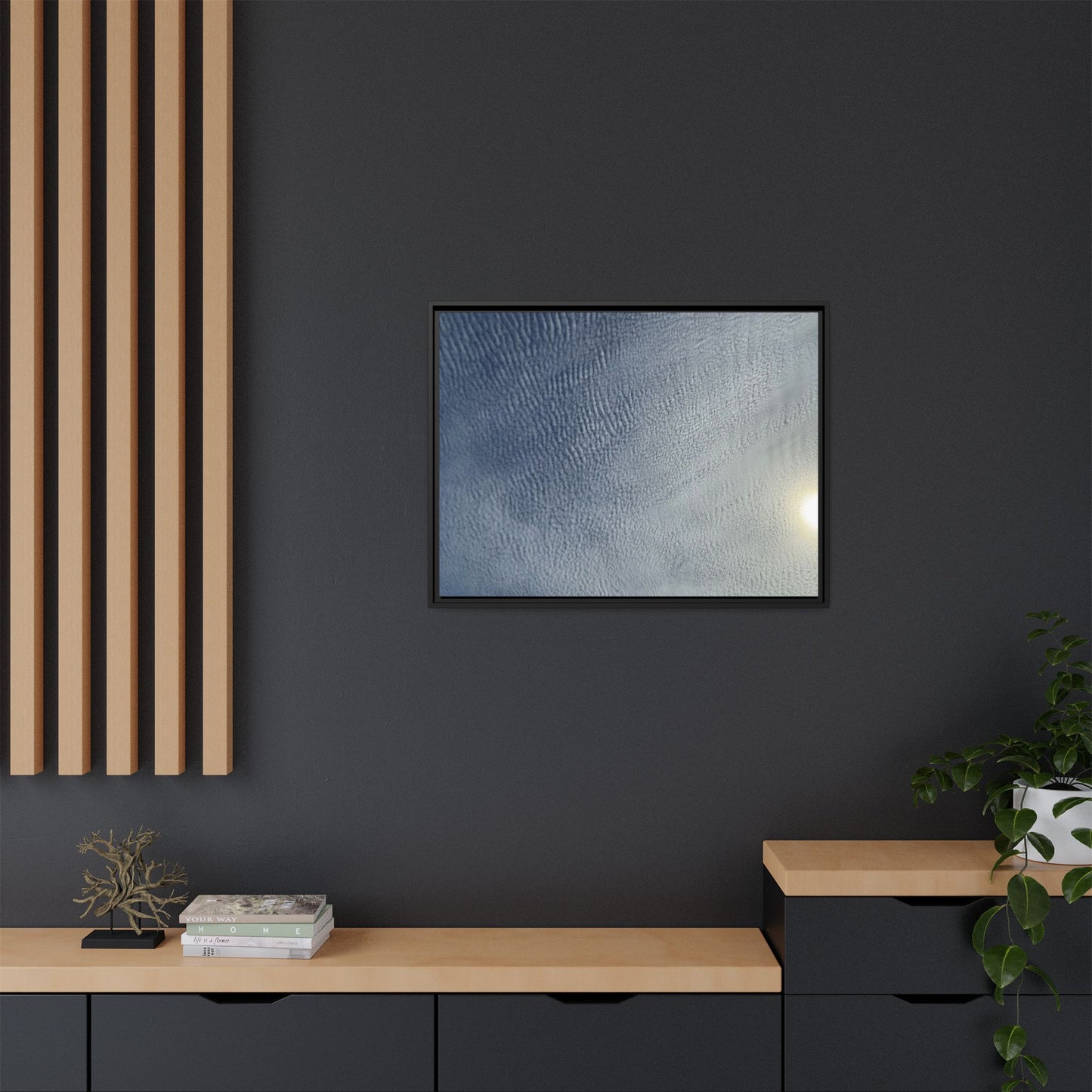 Undulating Whispers of Cerulean Stillness - Unique Stretched Canvas Wall Art
