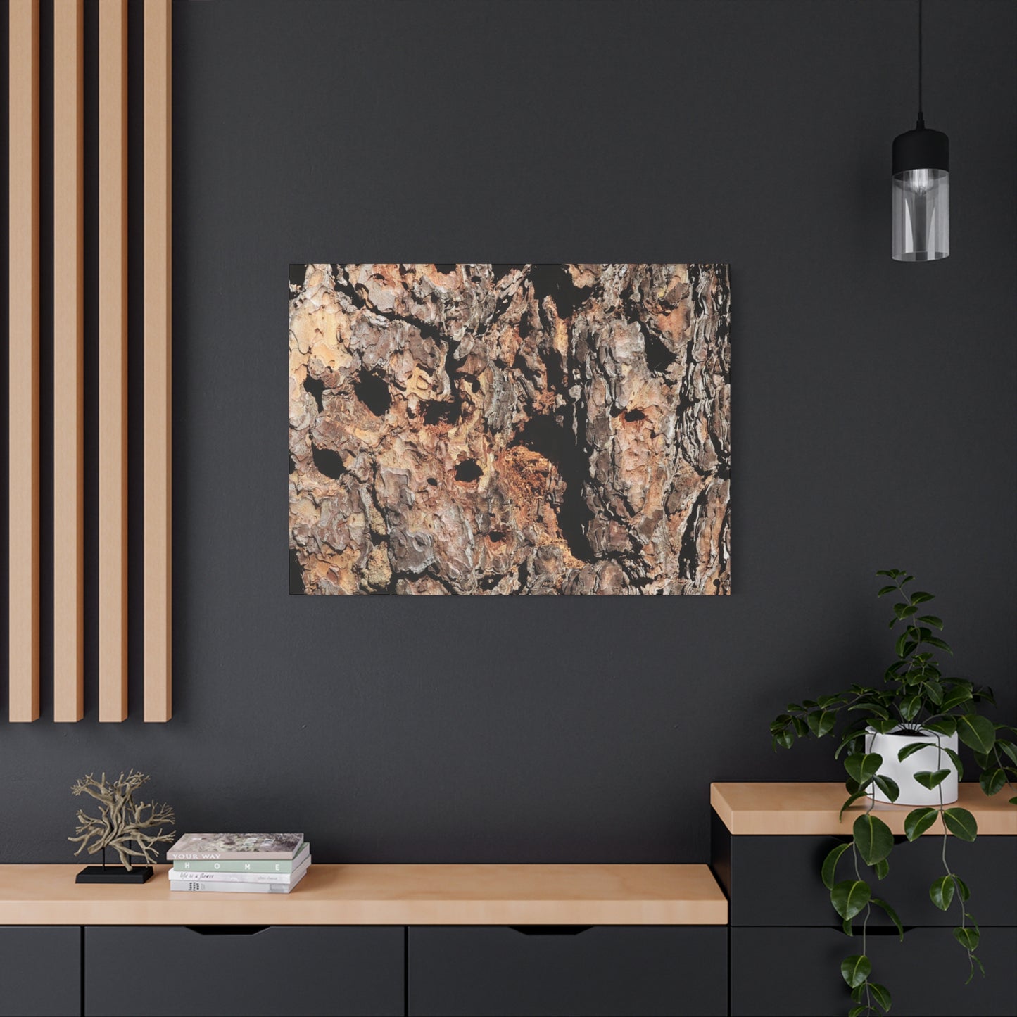 Tree Bark Mosaic - Unique Frameless Canvas Wall Art