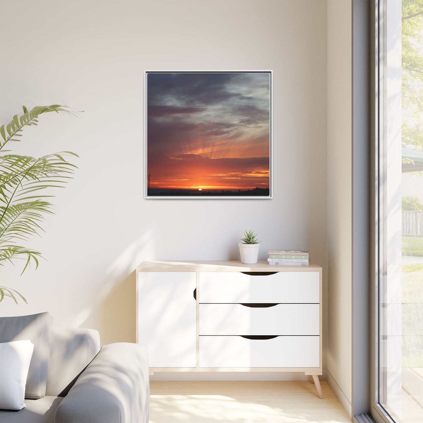 Fiery Horizon - Unique Stretched Canvas Wall Art