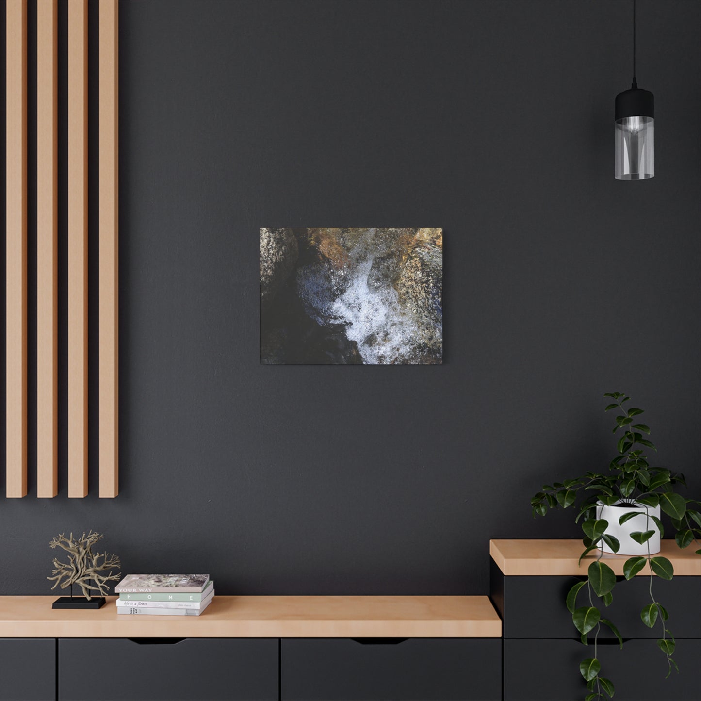 Water's Whisper Between Stone - Unique Frameless Canvas Wall Art