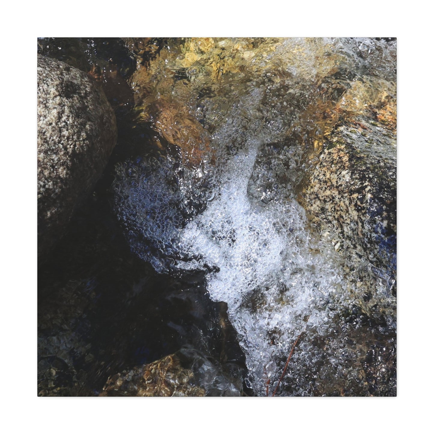 Water's Whisper Between Stone - Unique Frameless Canvas Wall Art