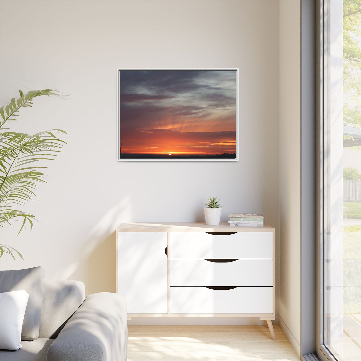 Fiery Horizon - Unique Stretched Canvas Wall Art