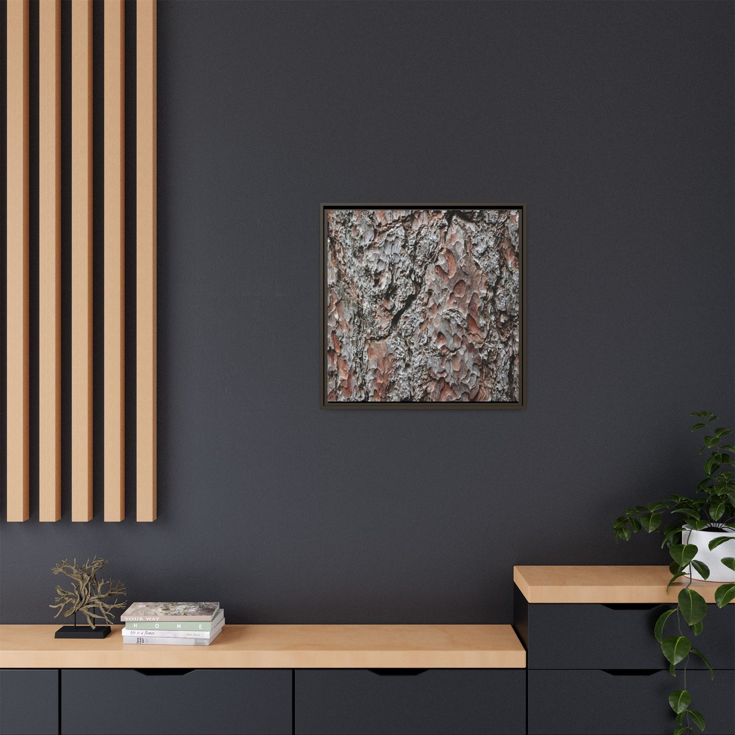 Bark Texture Symphony - Unique Stretched Canvas Wall Art
